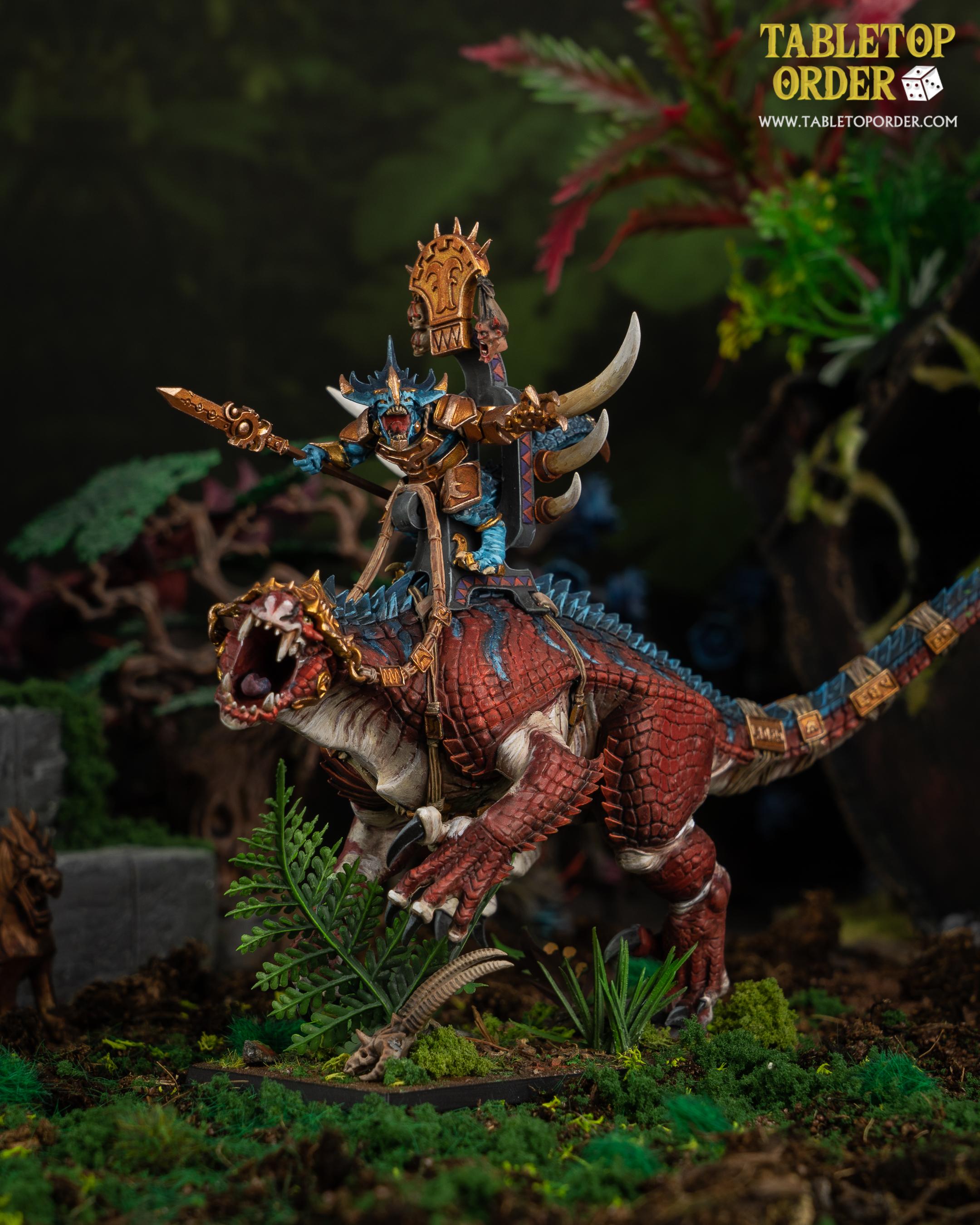 Lizardmen, Saurus-oldblood On Carnosaur, Seraphon, Warhammer Fantasy