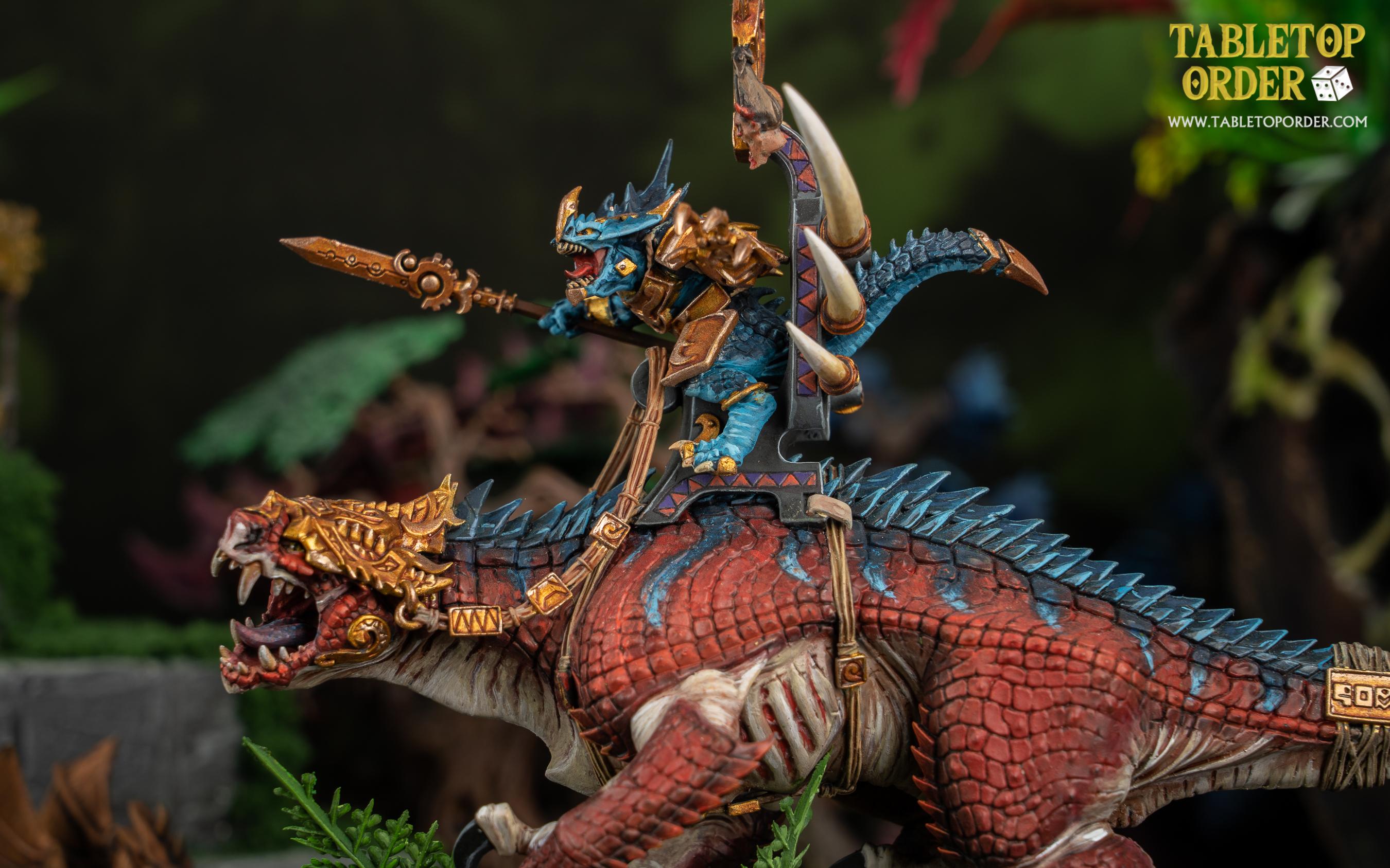 Lizardmen, Saurus-oldblood On Carnosaur, Saurus-oldblood-on Carnosaur, Seraphon, Warhammer Fantasy