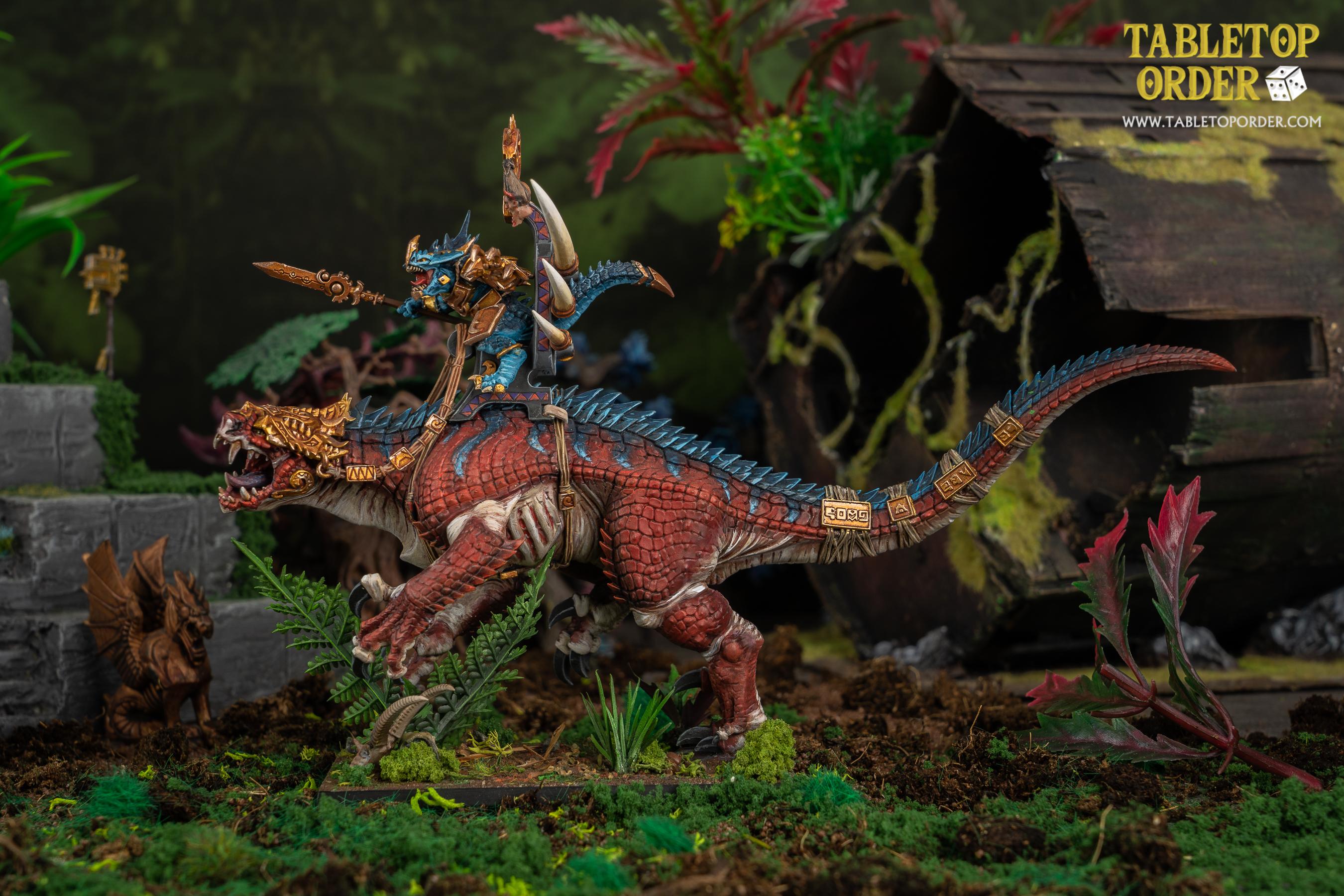 Lizardmen, Saurus-oldblood On Carnosaur, Seraphon, Warhammer Fantasy