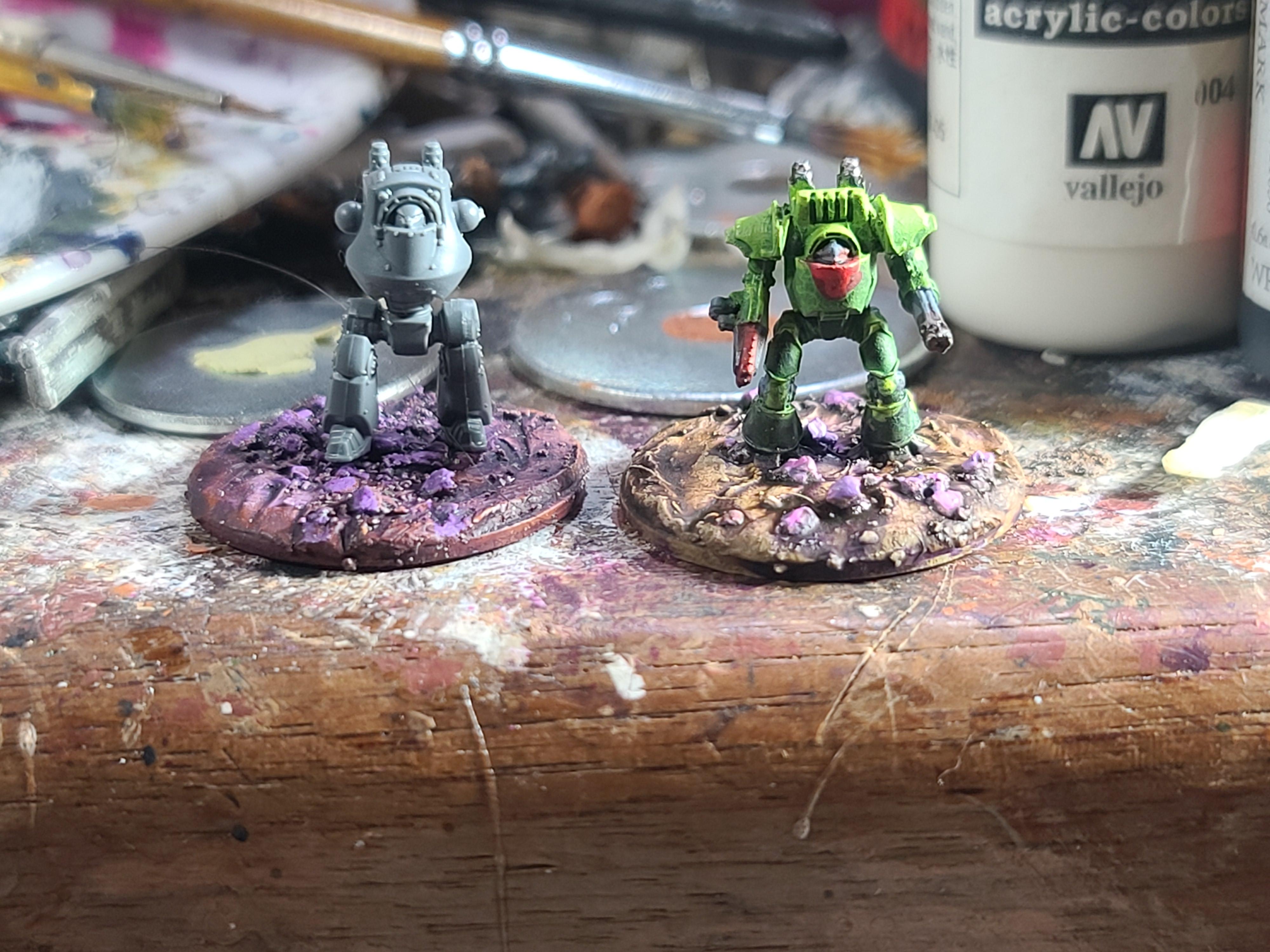 6mm, 8mm, Comparison Shot, Contemptor, Games Workshop, Space Marines, Vangaurd Miniatures