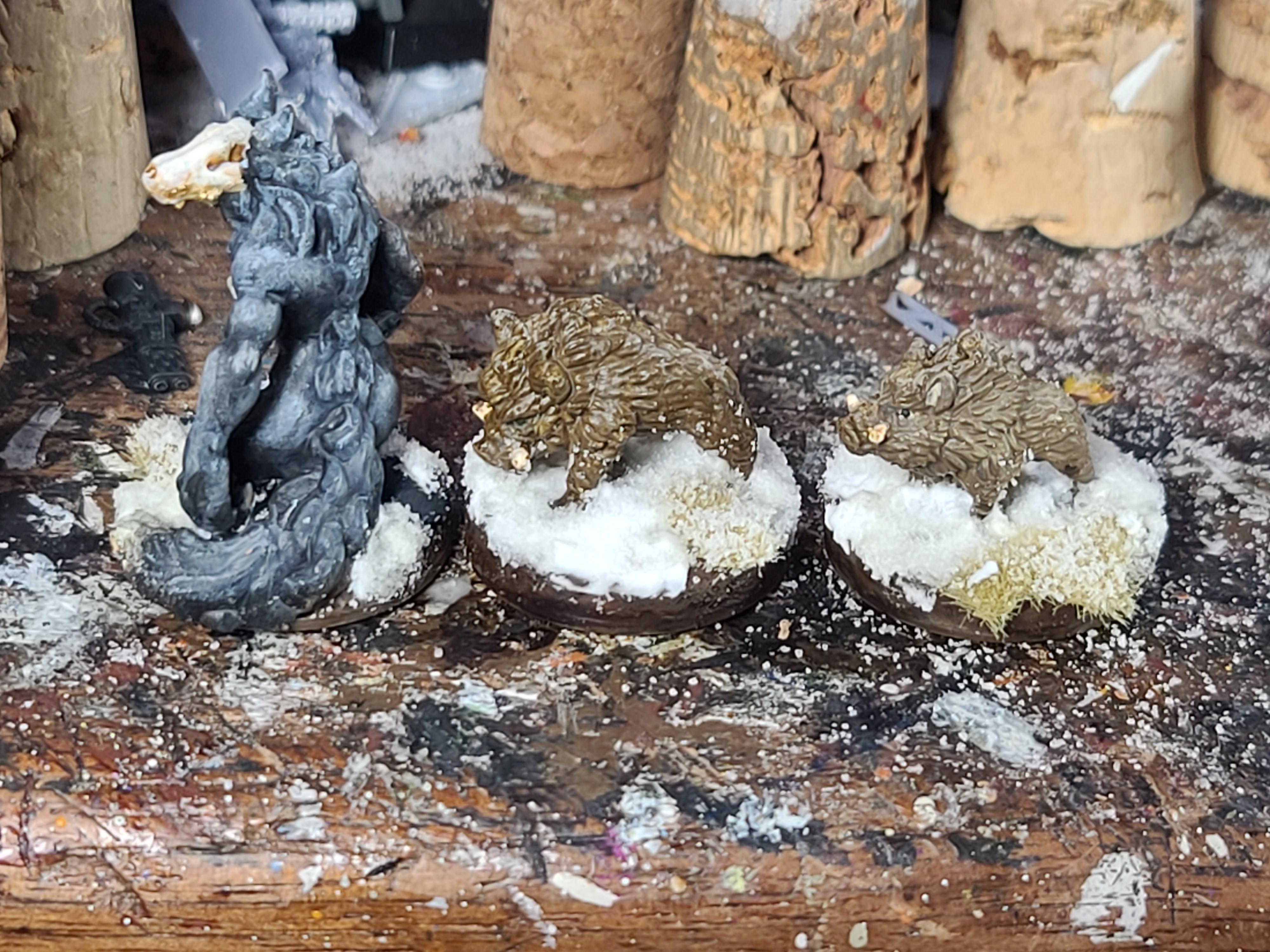 3d Printed, Animal, Boar, Hell Wolf, Pig, Reaper Miniatures, Snow, Werewolf