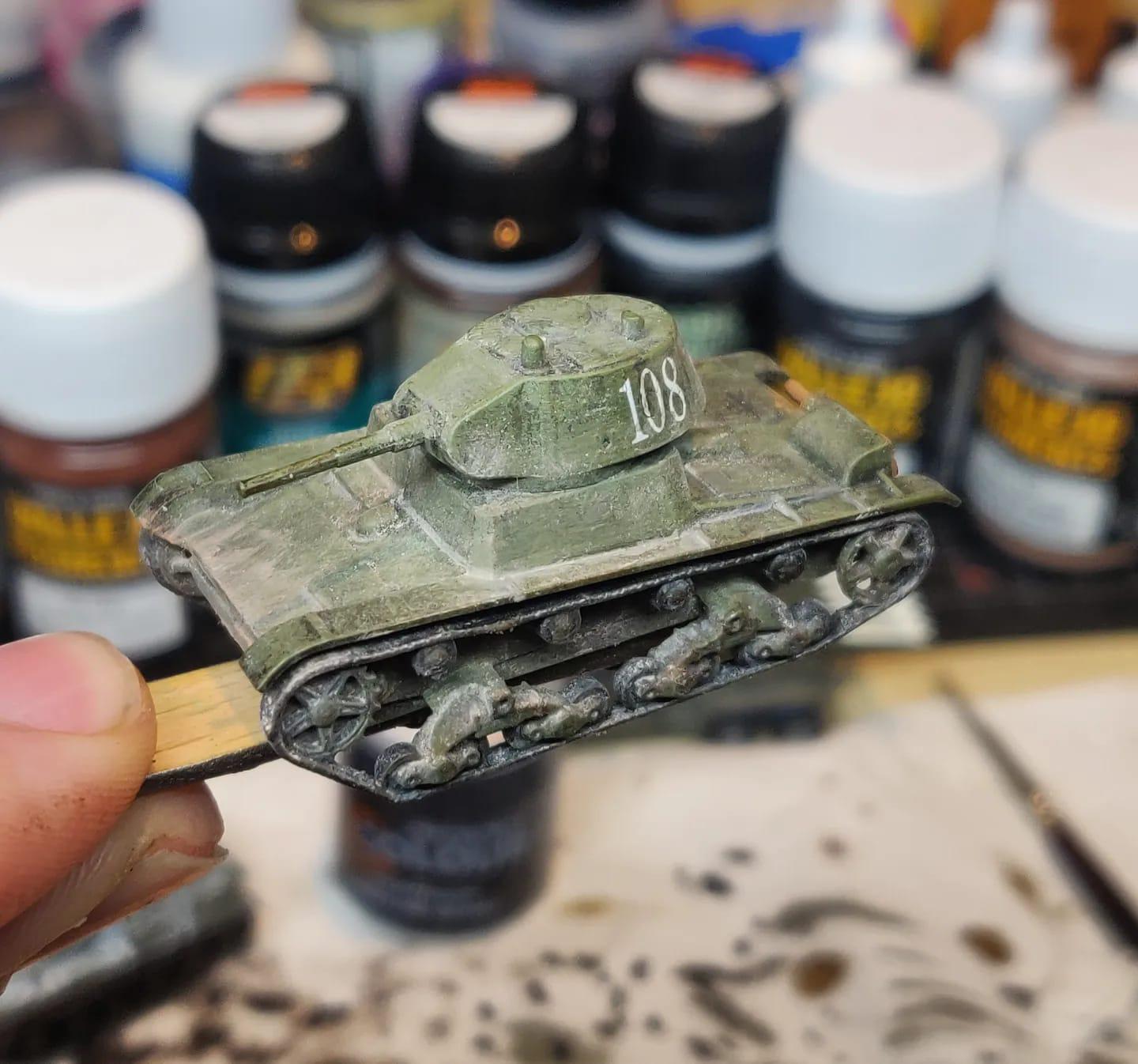 15mm, Akdusteffects, Akstreakingrust, Dust Effects, Russians, Soviet, Streaking Rust, T-26, T26, Tank, Weathered, World War 2