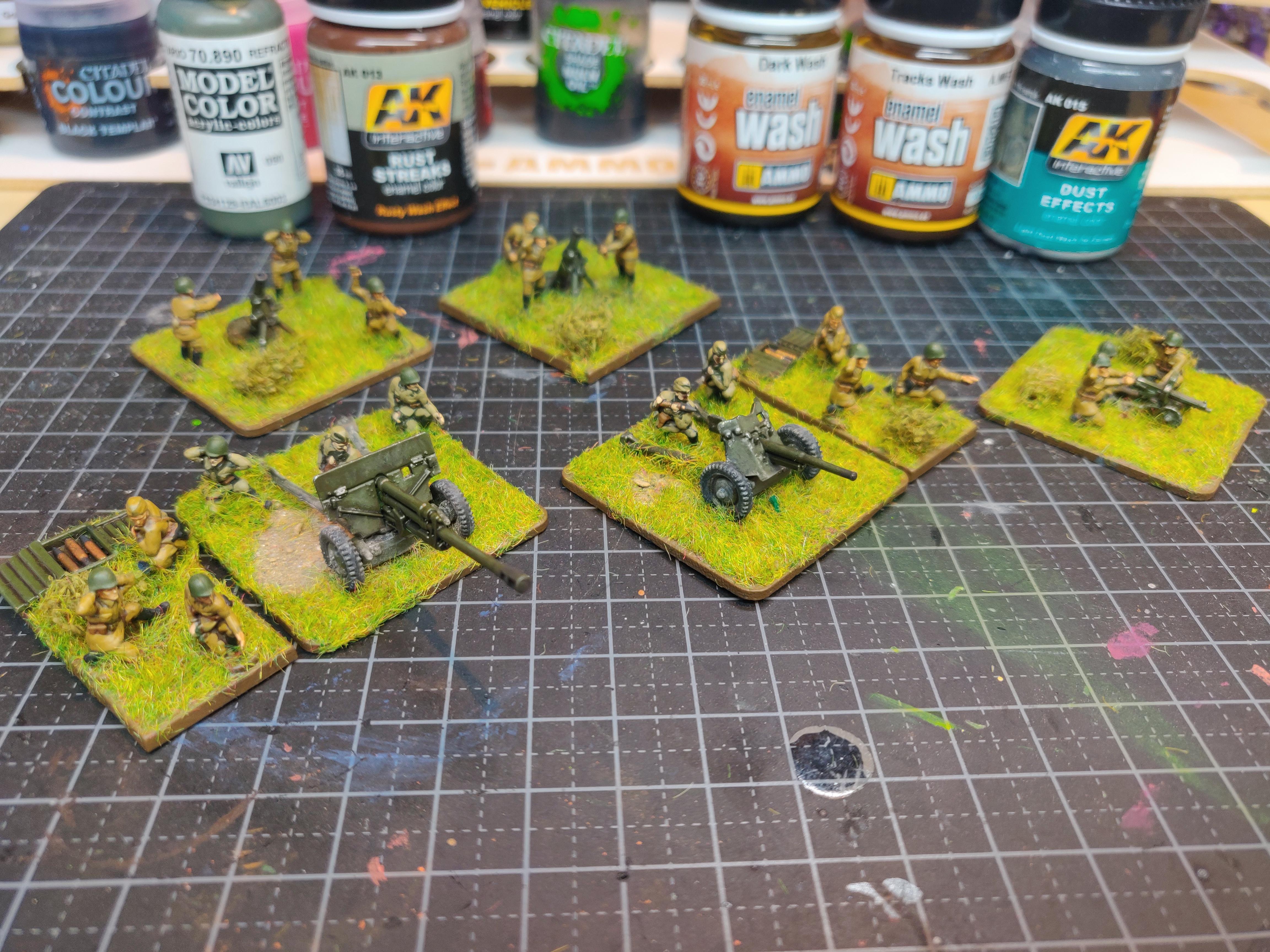 76mm ZIS-3 AT gun next to 45mm L46, 120mm mortars and Maxim MMG 