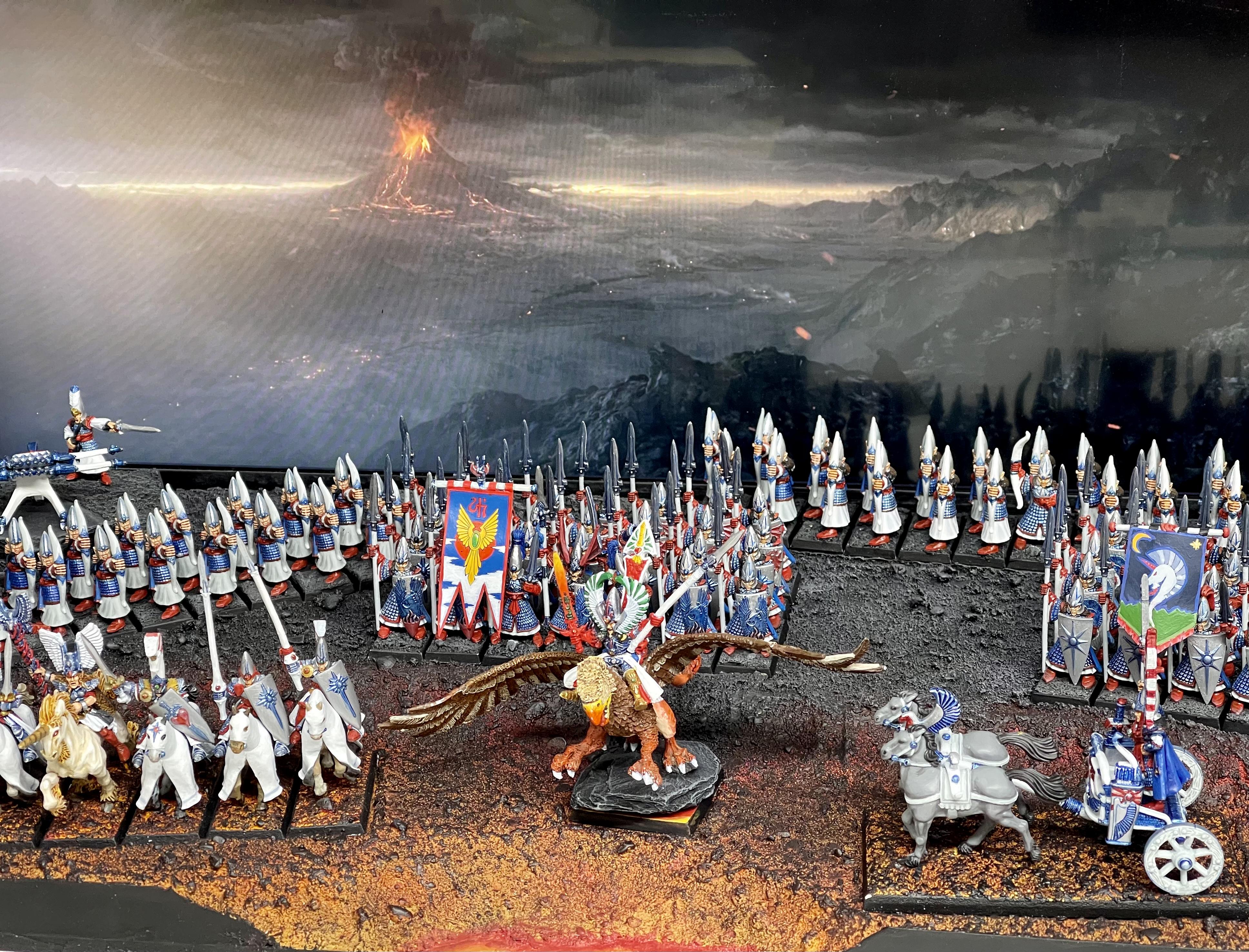 4th Edition, Archers, Eltharion, Griffon, High Elves, Mage, Repeater Bolt Thrower, Silver Helms, Spearmen, Stormwing, Tiranoc Chariot, Unicorn, Warhammer Fantasy