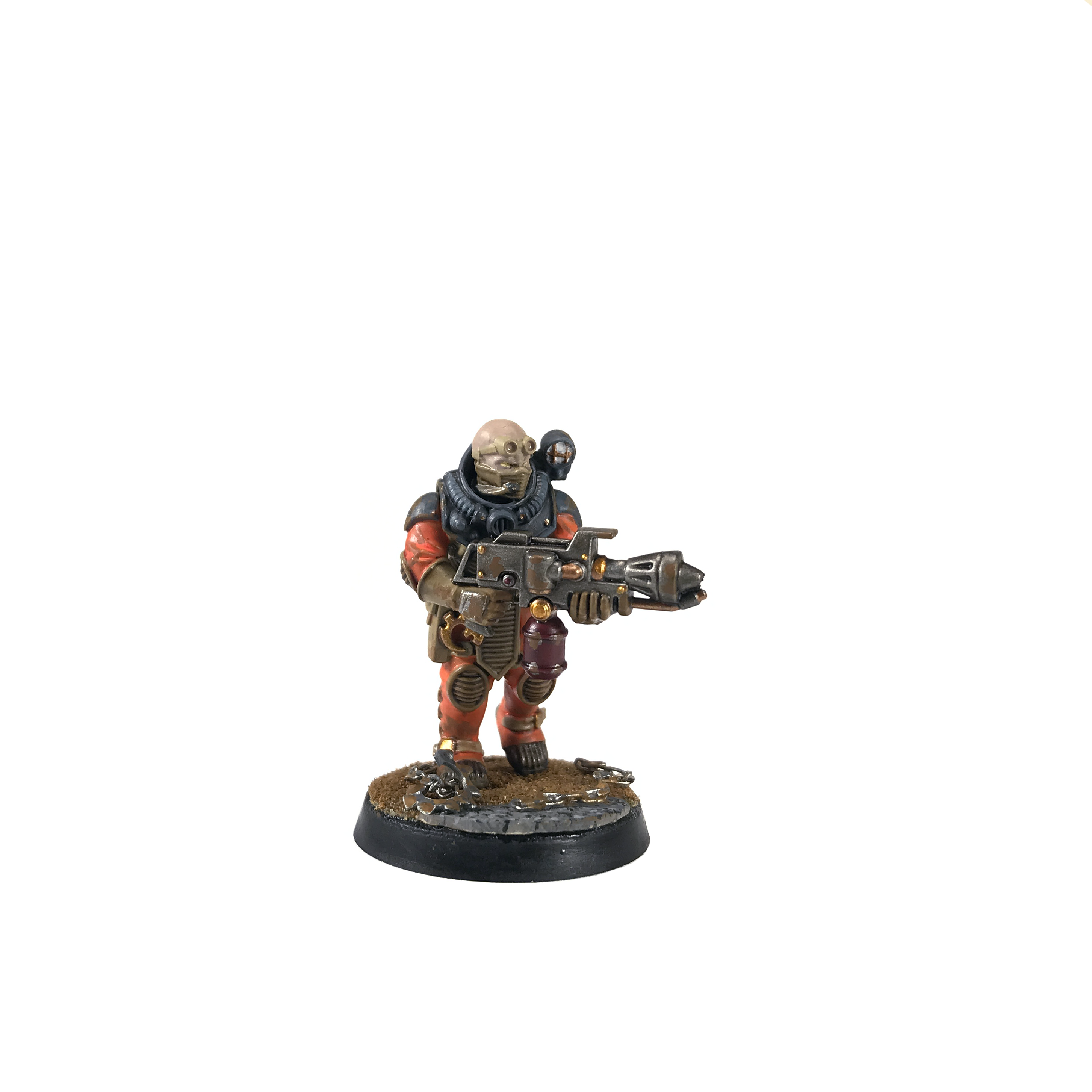 Cultist, Genestealer Cult, Heavy Flamer, Neophyte Hybrid, Safety Orange, Warhammer 40,000