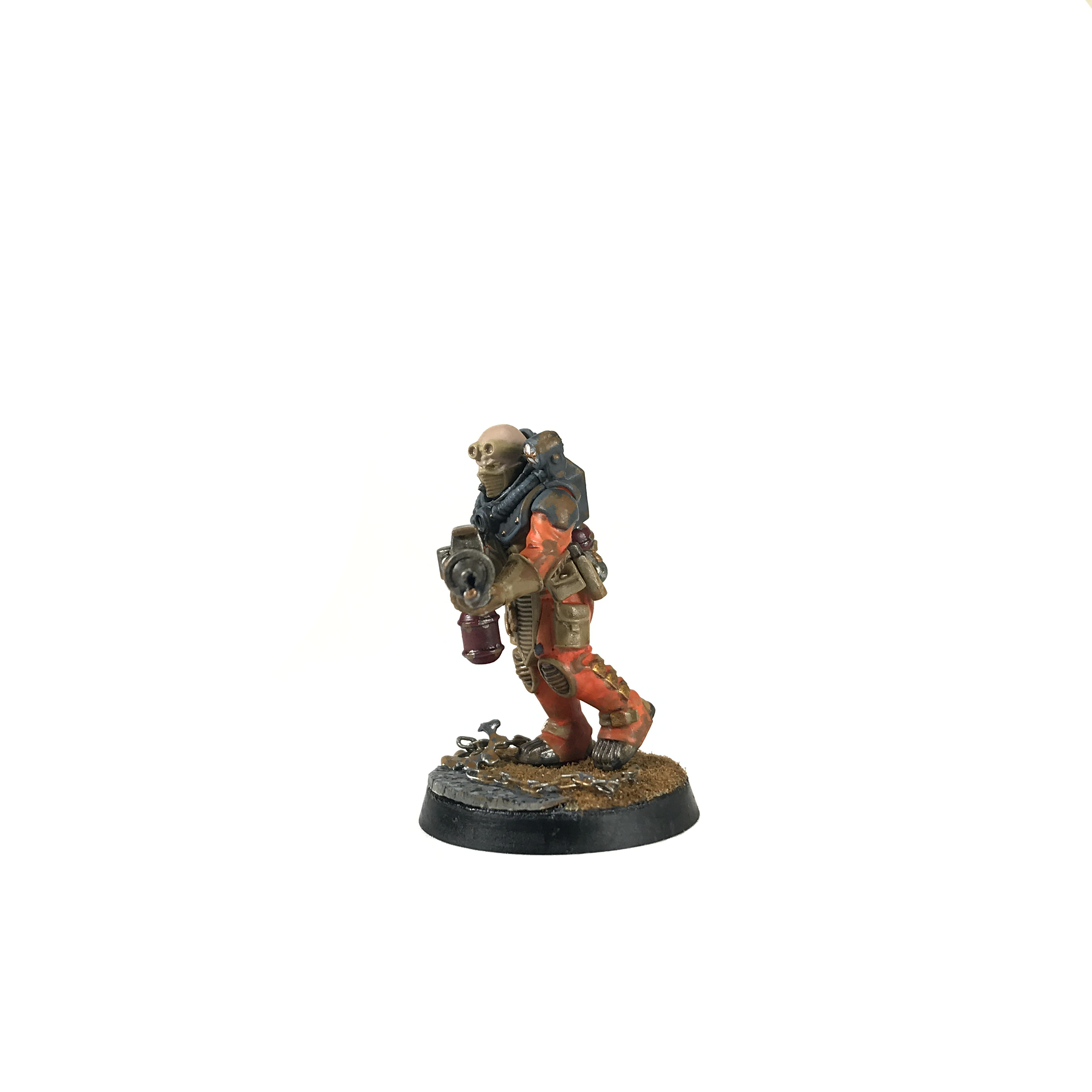 Cultist, Genestealer Cult, Heavy Flamer, Neophyte Hybrid, Safety Orange, Warhammer 40,000