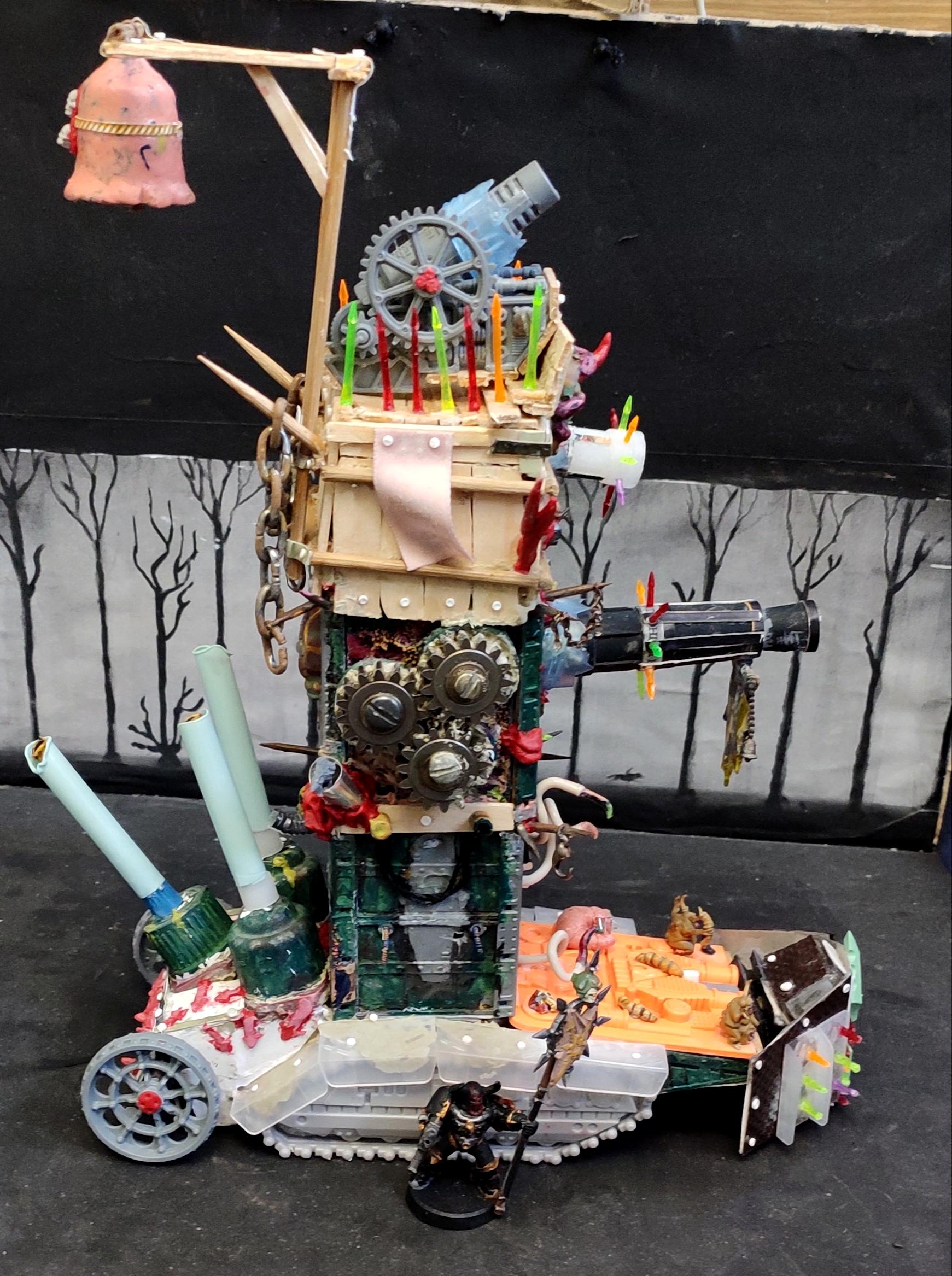 Armored Vehicle, Bell, Blight, Chaos, Chaos Space Marines, Conversion, Daemon Engine, Death Guard, Decay, Disease, Dozer Blade, Gears, Heavy Support, Heresy, Heretic Astartes, Nurgle, Nurglings, Pestilence, Plague, Plague Marines, Plague Tower, Putty, Rot, Scratch Build, Sculpting, Super-heavy, Technolog, Tehnolog, Trophy, Warhammer 40,000, Work In Progress