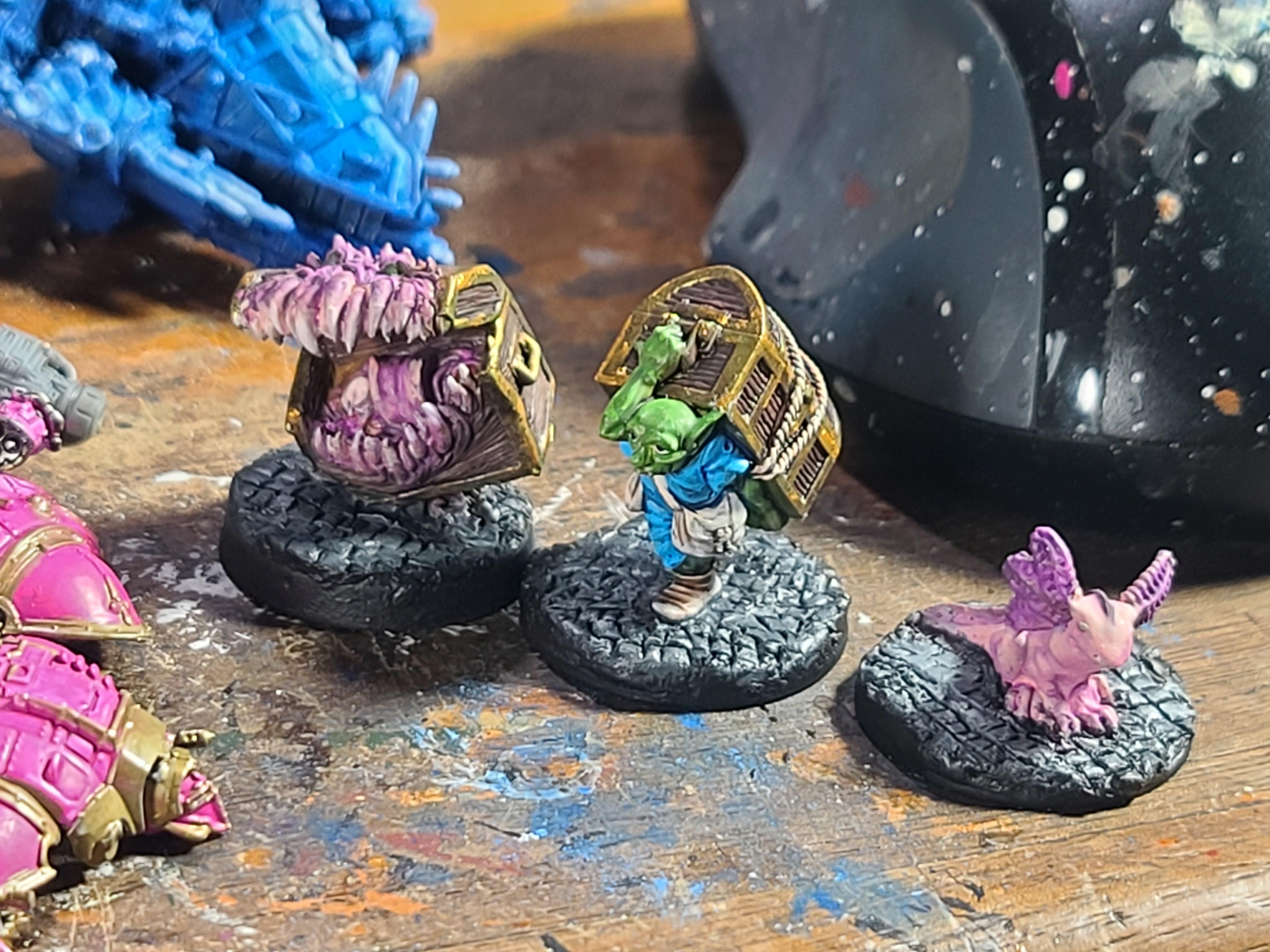 28mm, Axohotl, Dungeons And Dragons, Goblins, Mimic, Porter, Reaper Miniatures, Warhammer Fantasy