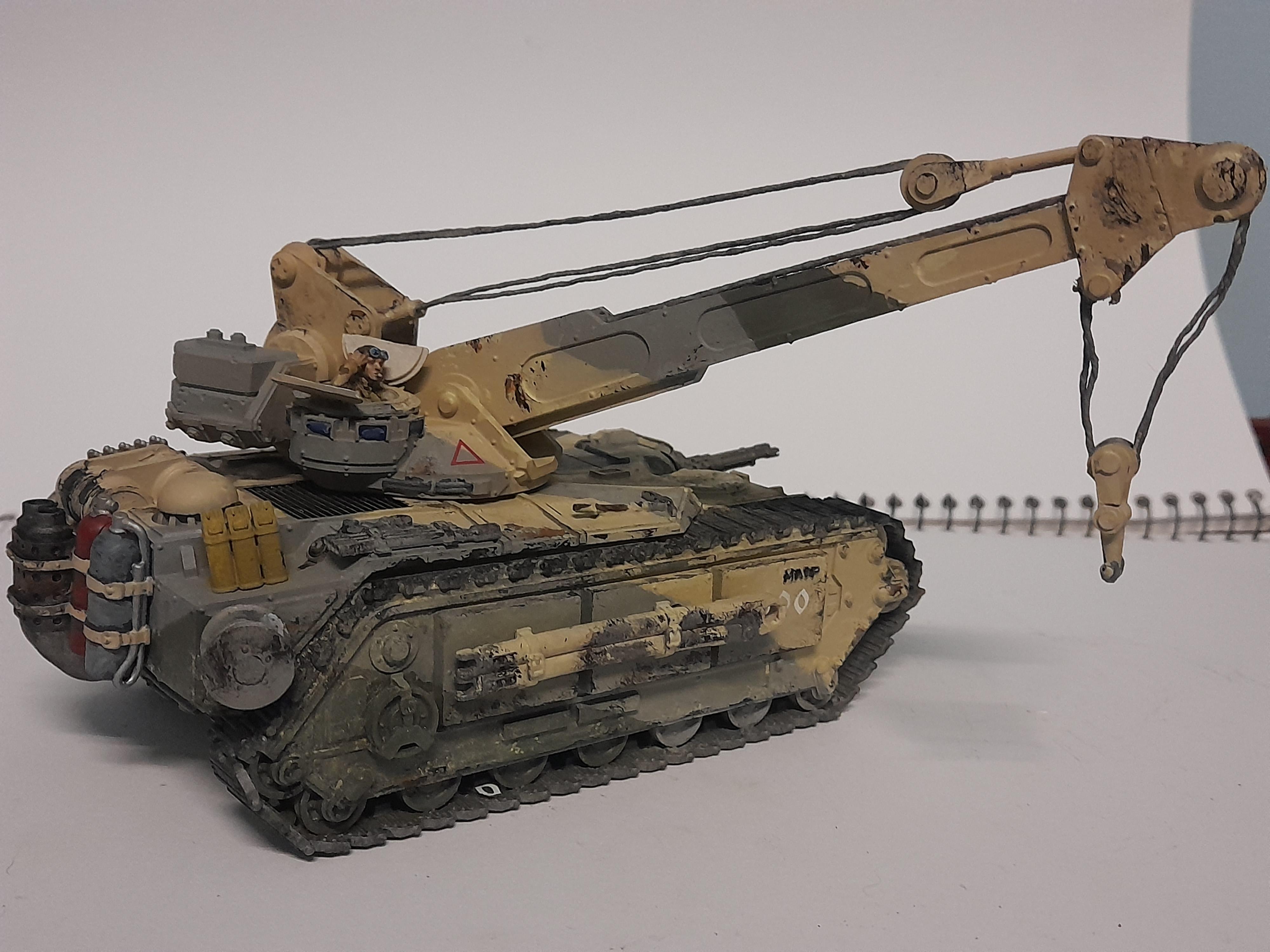 Armoured Recovery Vehicle, Atlas Recovery Vehicle, Cable Drum, Crane, Leman Russ, Mortian, Mortian Battle Tank, Oxy-acetline, Proxy, Towing Bar, Victoria Miniatures