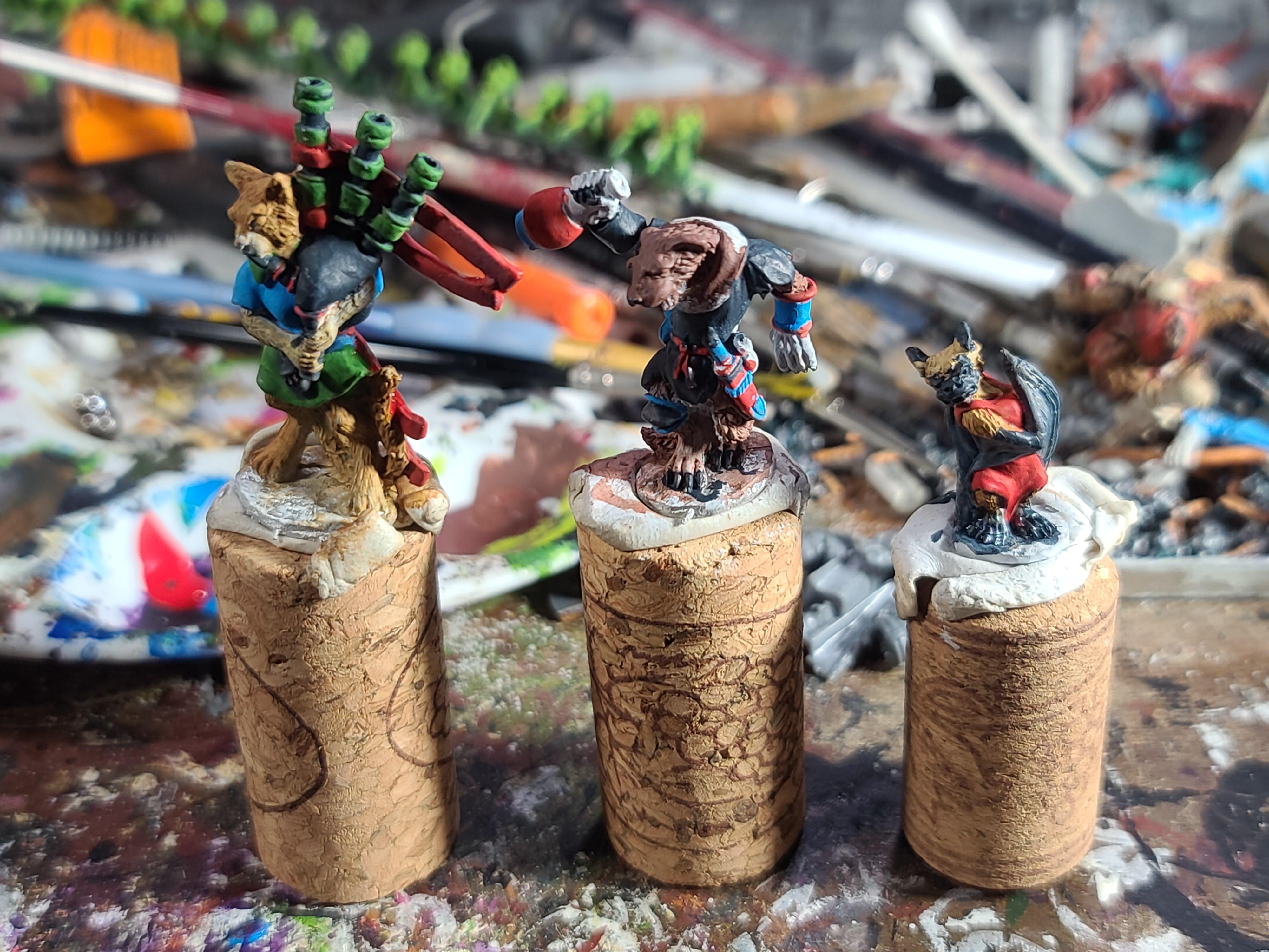 28mm, Animal Adventurers, Badgers And Burrows, Bagpiper, Bat, Cat, Drunkard, Dungeons And Dragons, Furry, Oathsworn Miniatures, Weasel