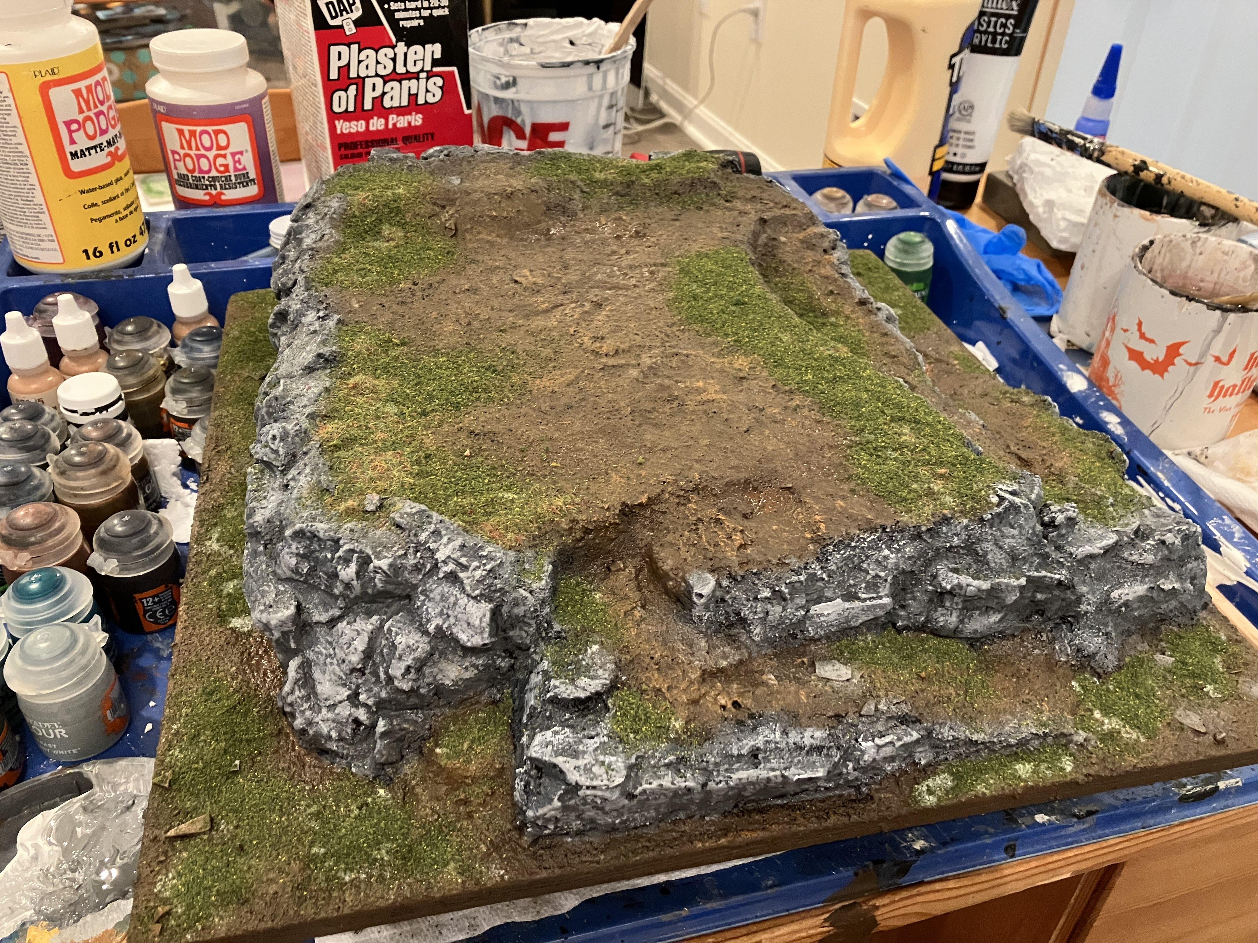 Do-it-yourself, Drybrushing, Final Product, Flocking, Hills, Homemade, Scratch Build, Terrain