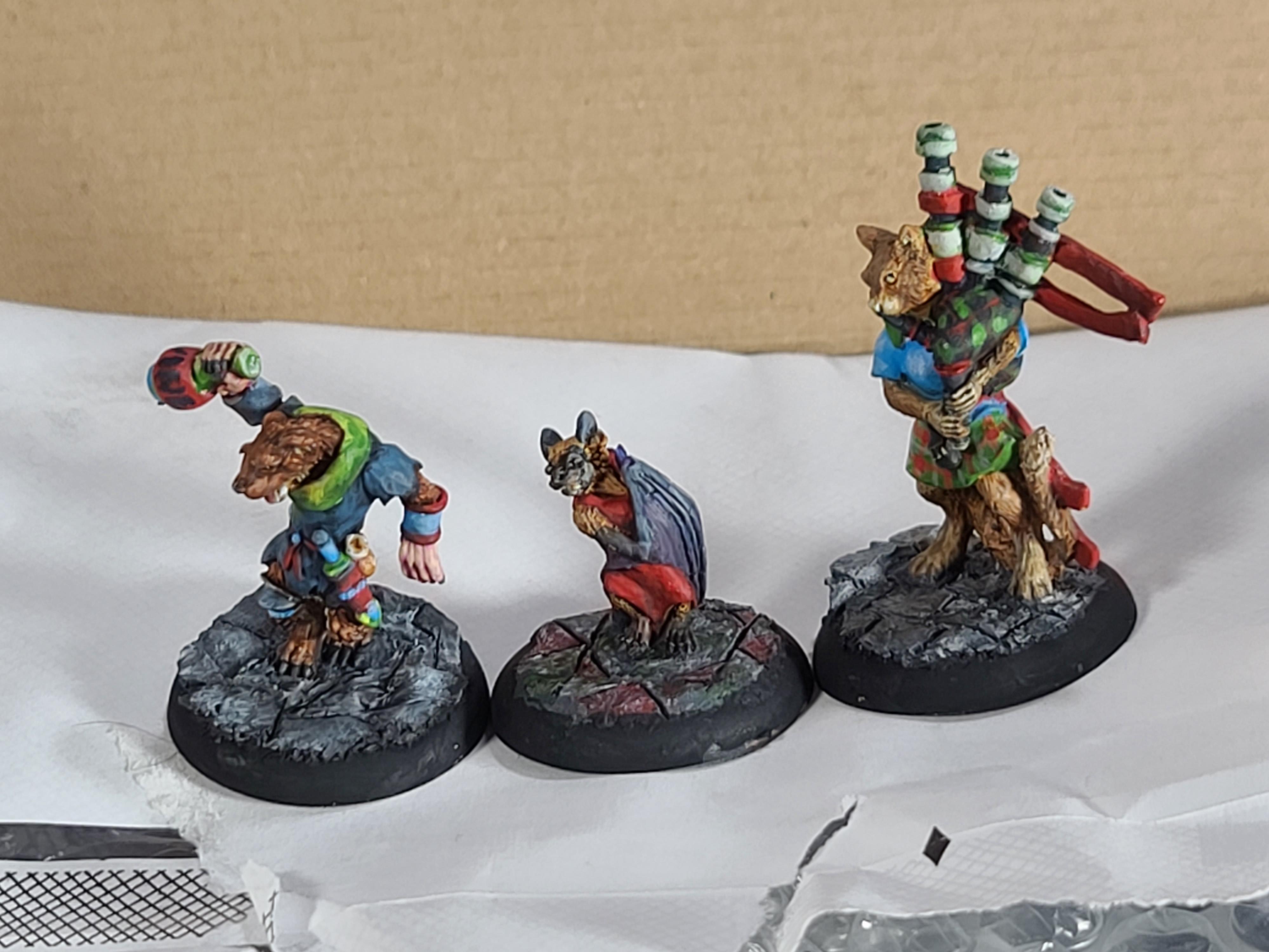 Animal Adventurers, Bat, Burrows And Badgers, Cat, Drunkard, Dungeons And Dragons, Metal, Milliput Base, Oathsworn Miniatures, Piper, Weasel
