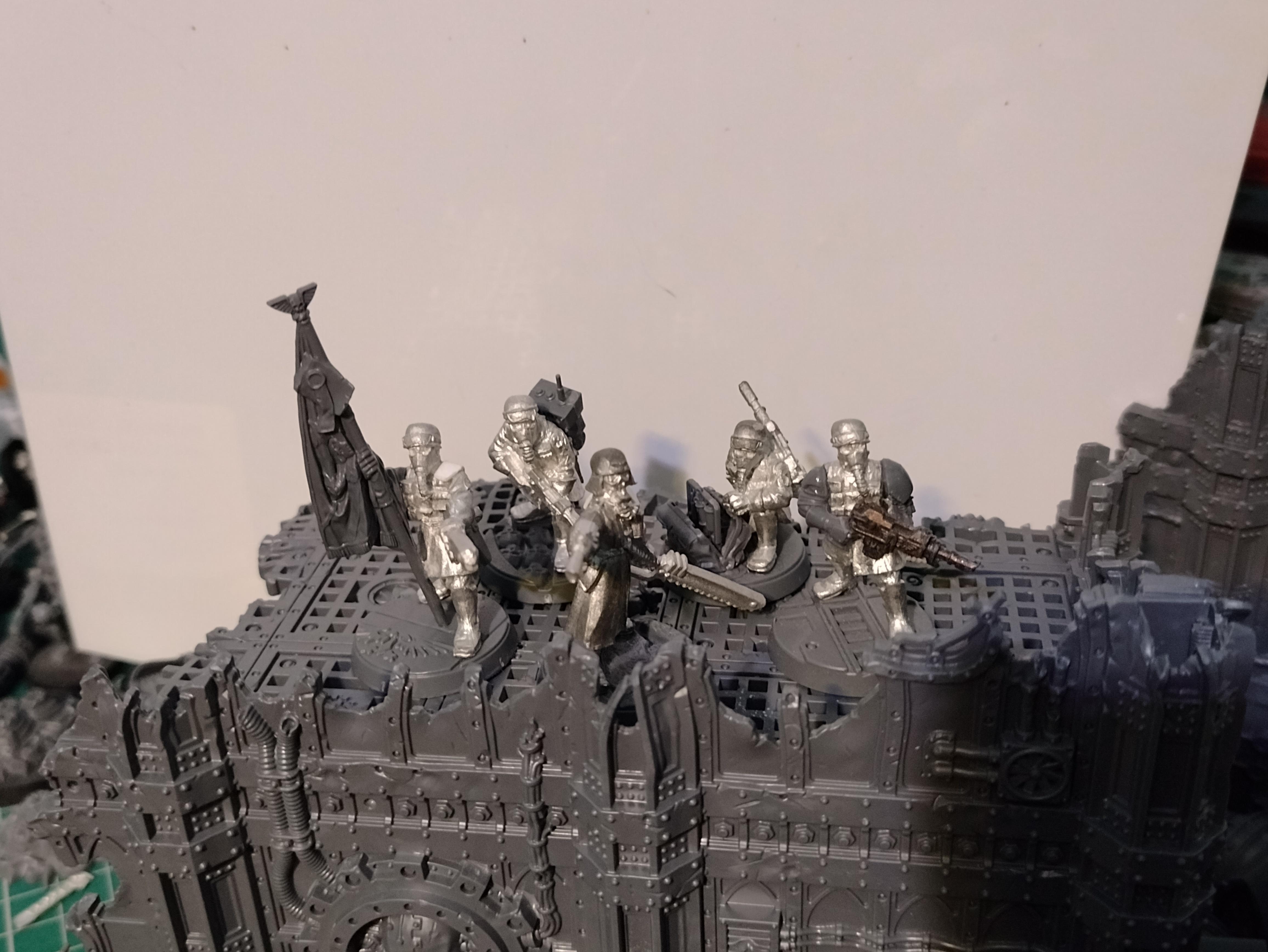 Armageddon, Astra Militarum, Company Command Squad, Imperial Guard, Medic, Officer, Standard Bearer, Steel Legion, Vox