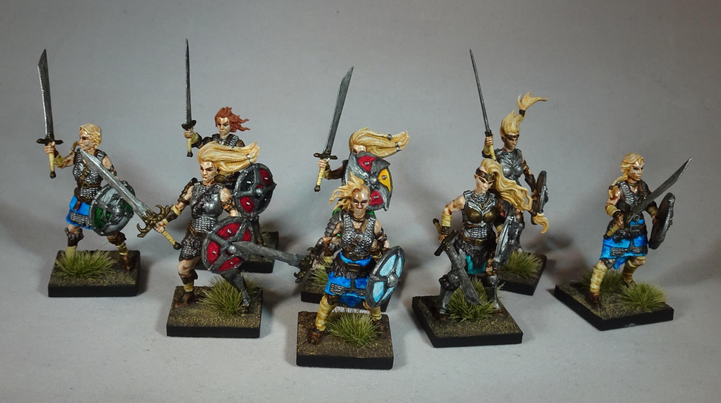 Shieldmaidens with swords