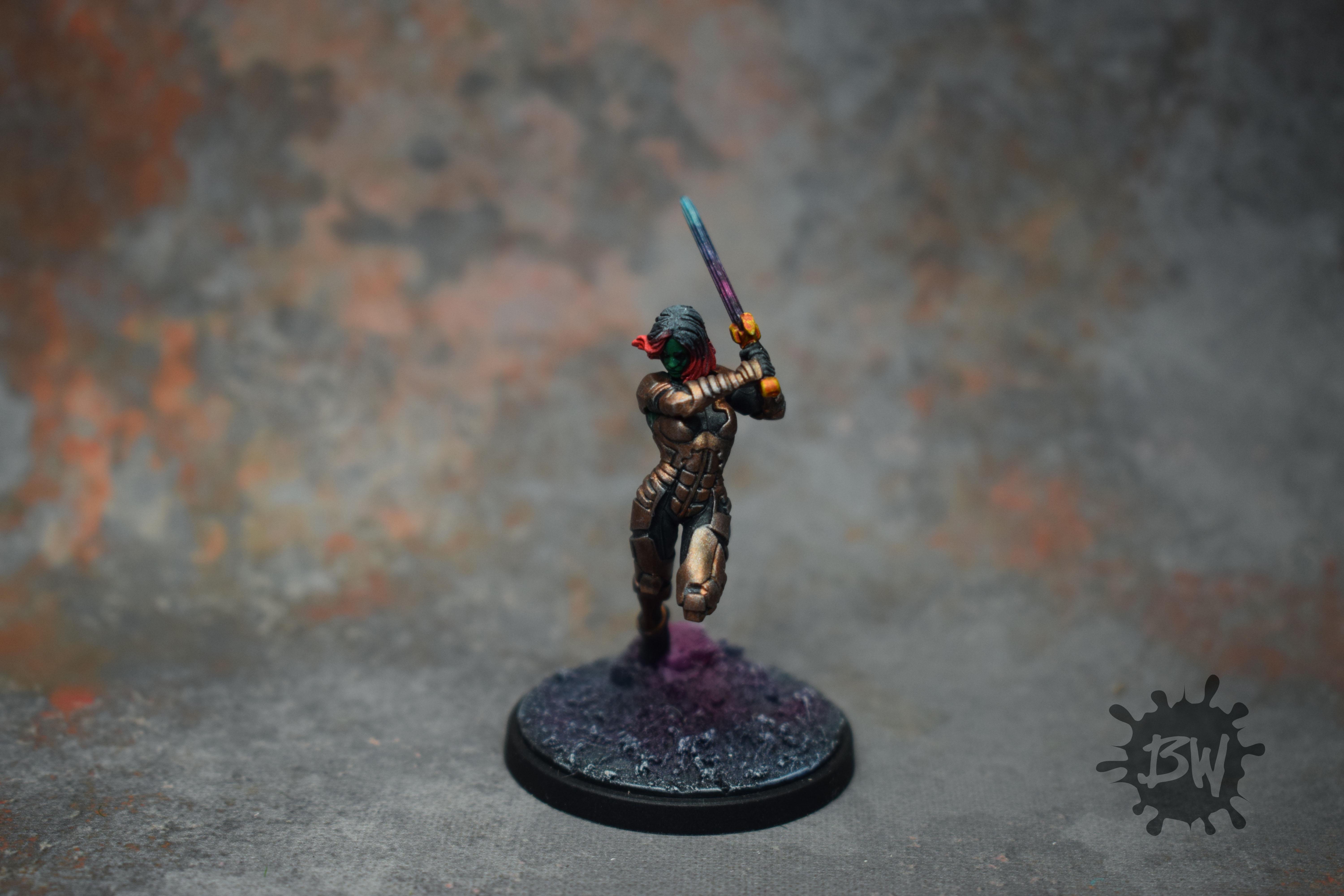 Amg, Atomic Mass Games, Bw, Gamora, Guardians Of The Galaxy, Marvel, Marvel Crisys Protocol, Mcp