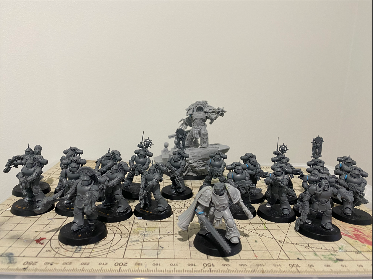 Assembled force so far. Primarch, Praetor and two tactical squads