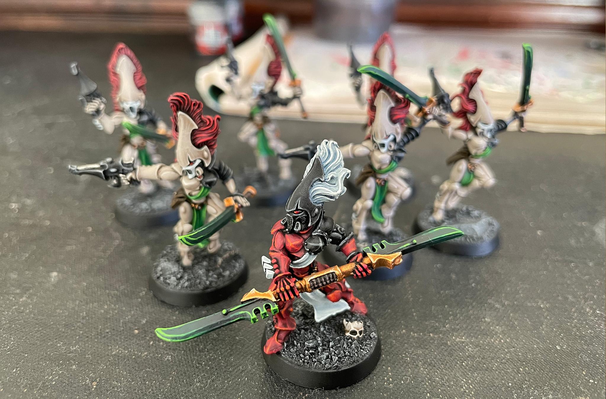 3rd Edition, Aeldari, Aspect Warrior, Eldar, Exarch, Howling Banshees, Painted, Squad, Warhammer 40,000