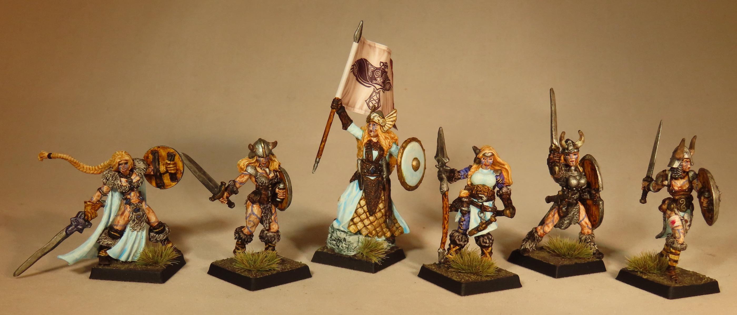 Reaper 02939 Viking Girl, Reaper 03931 Alena Frostblade, Reaper 04083 Jana Frostwind, Reaper 77052 Aina, Reaper 77225 Ingrid, Reaper 77489 Bregan