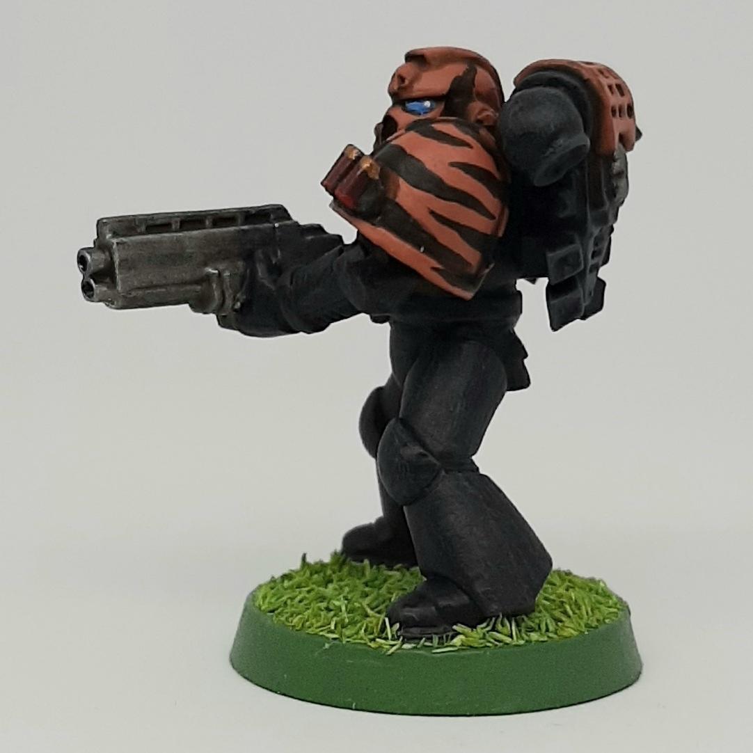 Astartes, Bolter, Boltgun, Camouflage, Claw, Combat, Conversion, Fang, Fighting, Forest, Green, India, Jungle, Orange, Paw, Pellets, Saber, Shells, Shotgun, Shotty, Slugs, Space, Space Marines, Squad, Stripes, Tigers, Tooth, Veda, Vedic