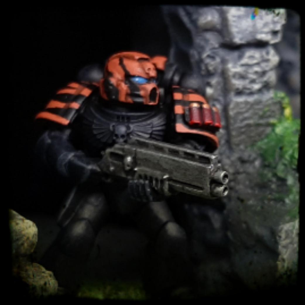 Astartes, Bolter, Boltgun, Camouflage, Claw, Combat, Conversion, Fang, Fighting, Forest, Green, India, Jungle, Orange, Paw, Pellets, Saber, Shells, Shotgun, Shotty, Slugs, Space, Space Marines, Squad, Stripes, Tigers, Tooth, Veda, Vedic