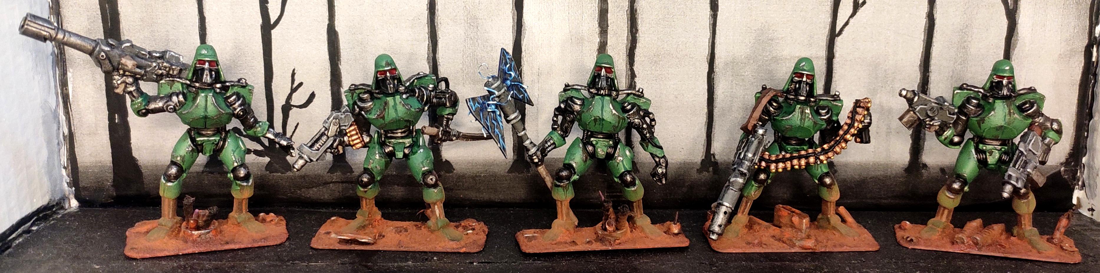 Android, Battle Damage, Conversion, Cyber Skeleton, Fantasy Battles, From Russia, Halberd, Heavy Weapon, Infantry, Machine Gun Belt, Machinegun, Mud, Power Weapon, Robot, Rust, Scratch Build, Smg, Squad, Technolog, Tehnolog