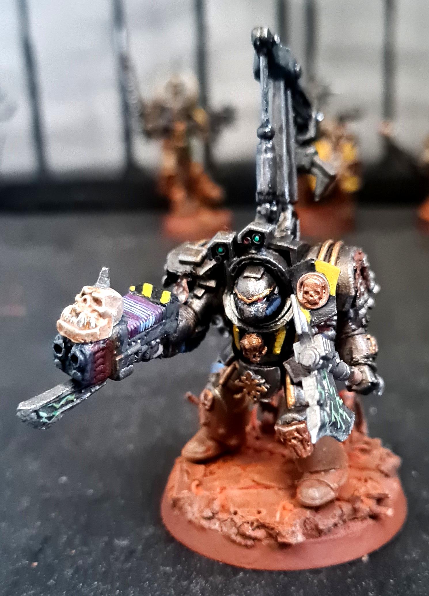 Chaos, Chaos Space Marines, Chaos Undivided, Conversion, Hazard Stripes, Heresy, Heretic Astartes, Infantry, Iron Warriors, Iron Within, Iron Without!, Kitbash, Plasma, Power Axe, Rust, Servo Arm, Tehnlog, Terminator Armor, Traitor Legions, Trophy, Warhammer 40,000