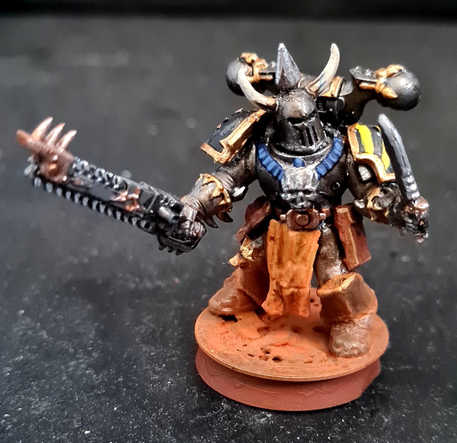 Casting, Chain Sword, Chaos, Chaos Space Marines, Chaos Undivided, Conversion, Duelist, Hazard Stripes, Heresy, Heretic Astartes, Infantry, Iron Warriors, Iron Within, Iron Without!, Kitbash, Putty, Rust, Traitor Legions, Warhammer 40,000