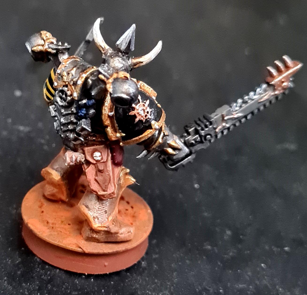 Casting, Chain Sword, Chaos, Chaos Space Marines, Chaos Undivided, Conversion, Duelist, Hazard Stripes, Heresy, Heretic Astartes, Infantry, Iron Warriors, Iron Within, Iron Without!, Kitbash, Putty, Rust, Traitor Legions, Warhammer 40,000