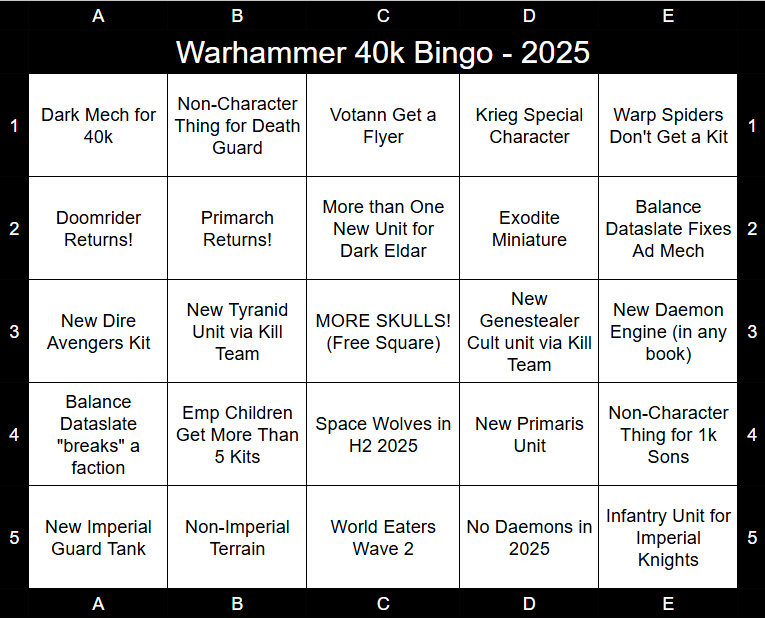 Bingo, Humor, Warhammer 40,000
