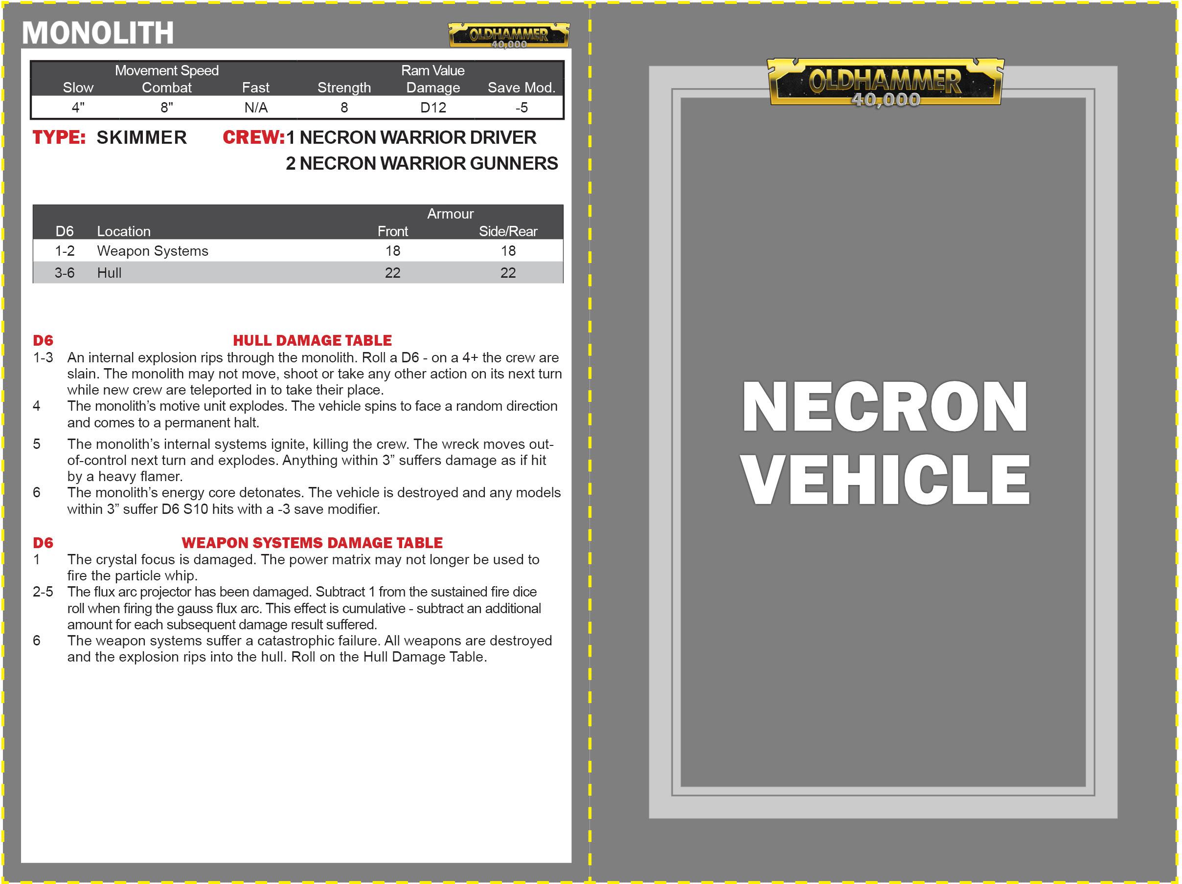 2nd Edition, House Rules, Monolith, Necrons