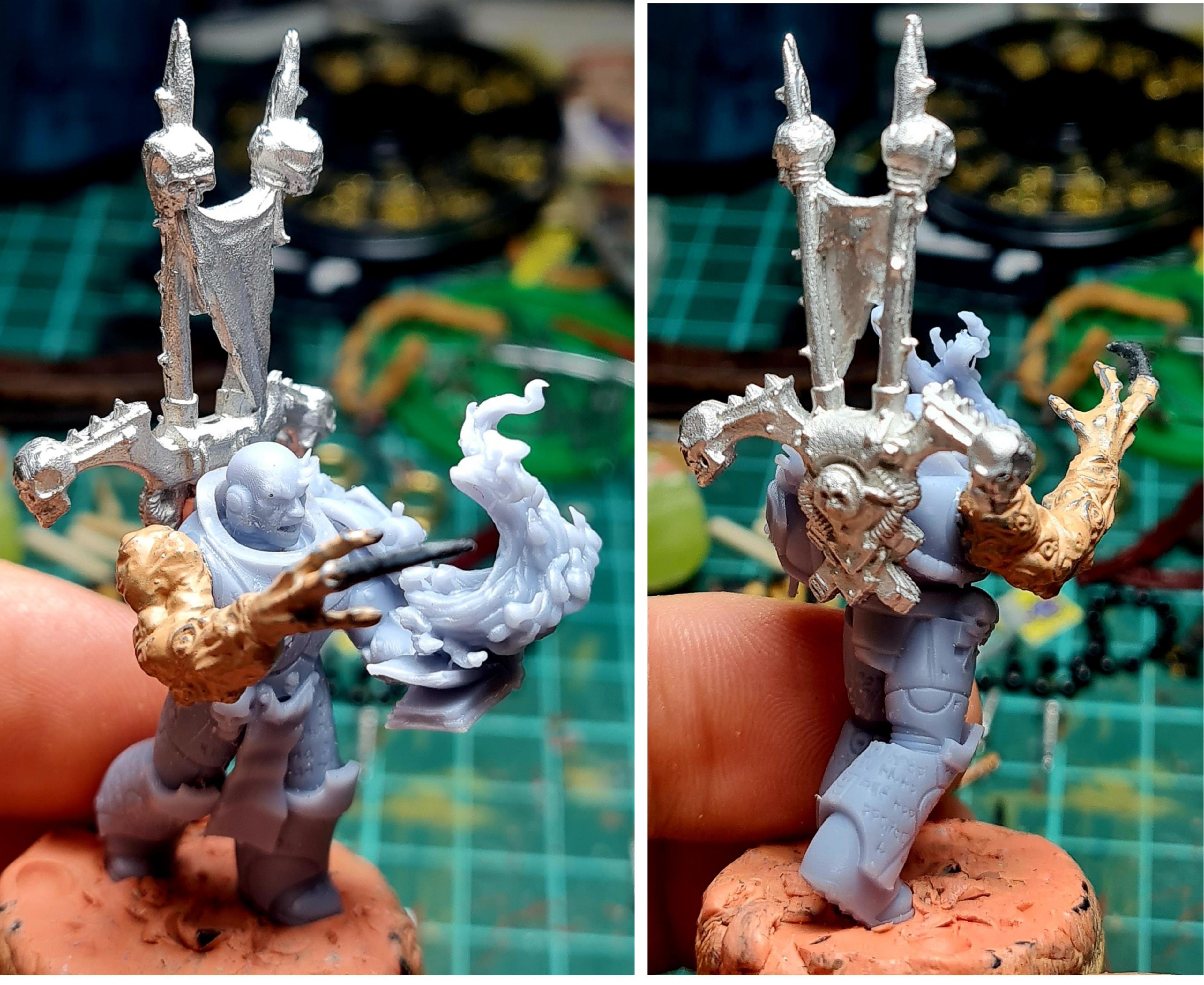 3d, Book, Chaos, Chaos Space Marines, Collage, Conversion, Eavy Metal, Heresy, Heretic Astartes, Infantry, Kitbash, Mutation, Sorcerer, Traitor Legions, Warhammer 40,000, Word Bearers, Work In Progress