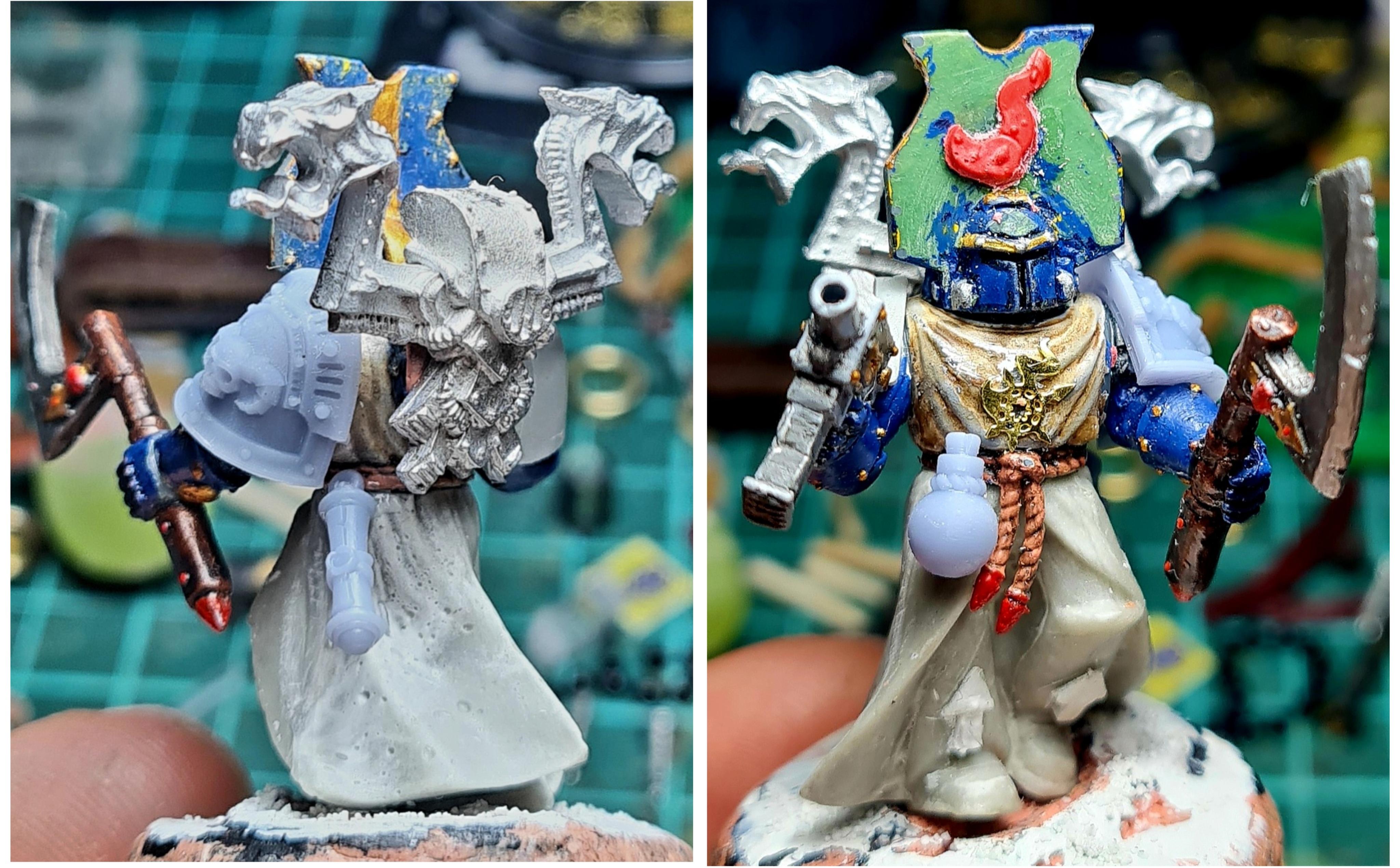 3d, Casting, Chaos, Chaos Space Marines, Collage, Conversion, Eavy Metal, Heresy, Heretic Astartes, Infantry, Khopesh, Kitbash, Putty, Rebuild, Sorcerer, Traitor Legions, Warhammer 40,000, Work In Progress
