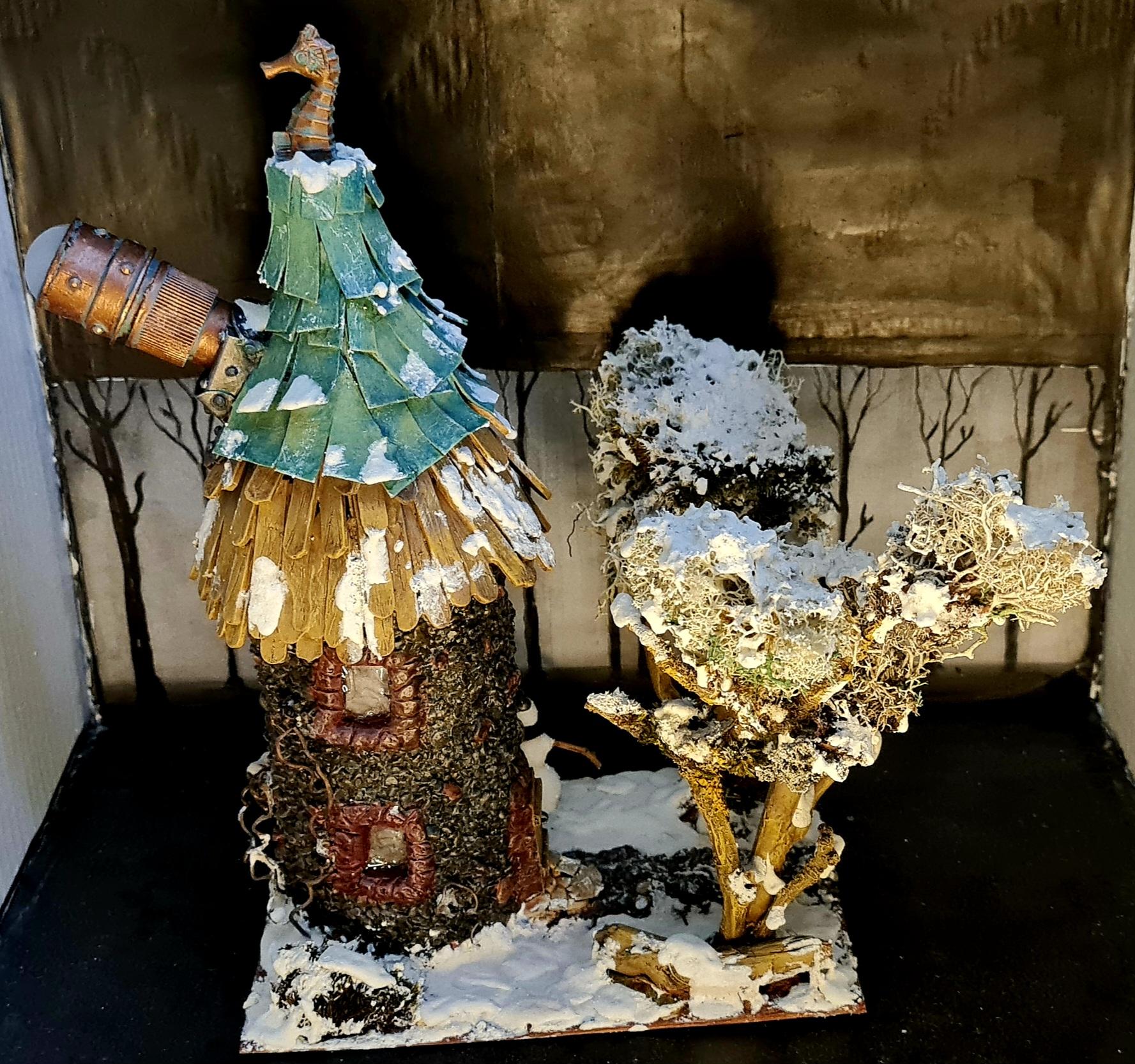 Astrologer, Buildings, Christmas Decoration, Christmas Ornaments, Do-it-yourself, Gift, House, New Year, Pebbles, Scratch Build, Snow, Telescope, Terrain, Tower, Trees, Wooden