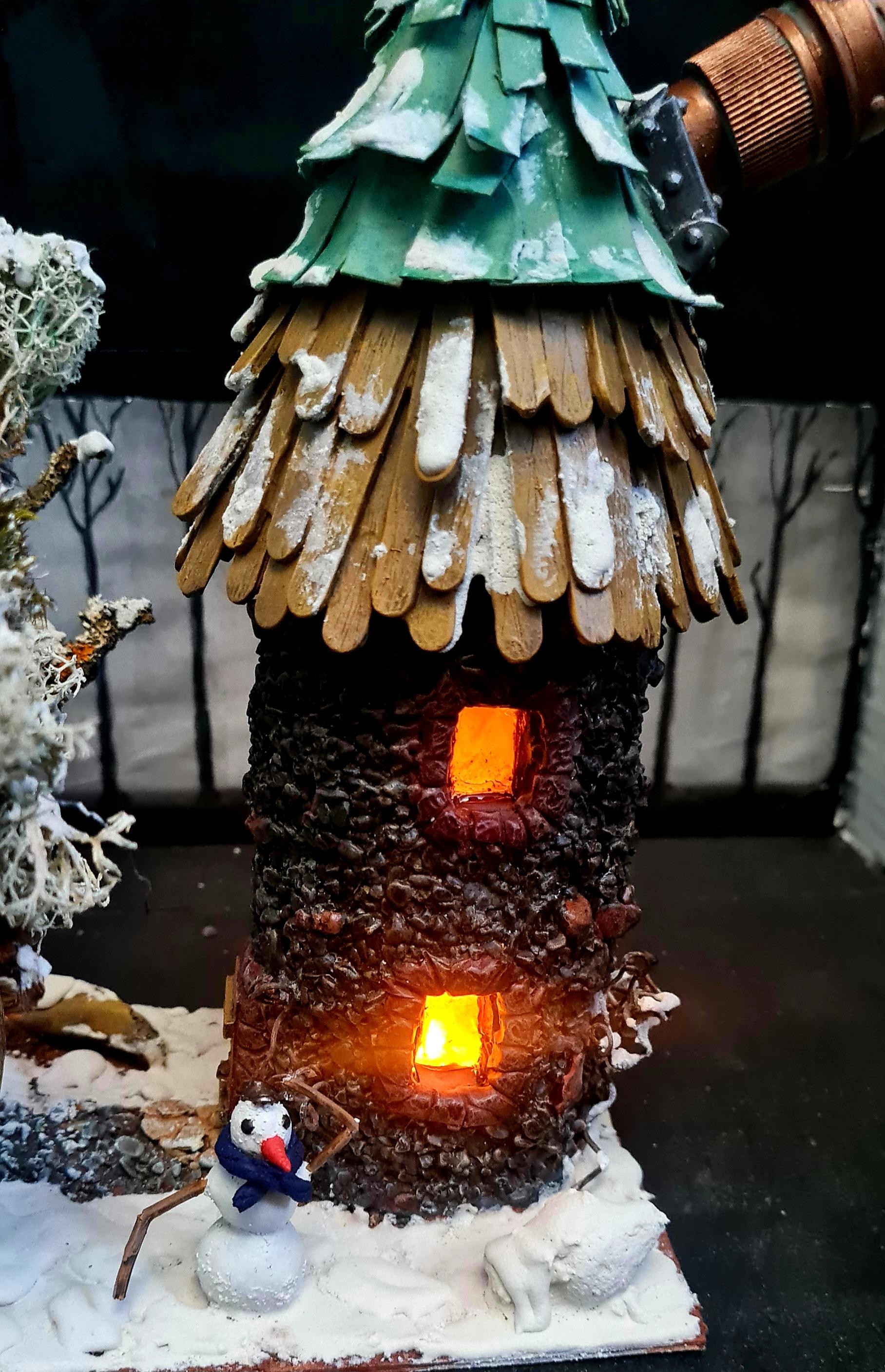 Buildings, Christmas Decoration, Christmas Ornaments, Do-it-yourself, Gift, House, Illumination, Led Light, New Year, Pebbles, Scratch Build, Snow, Snowman, Terrain, Tower, Wooden