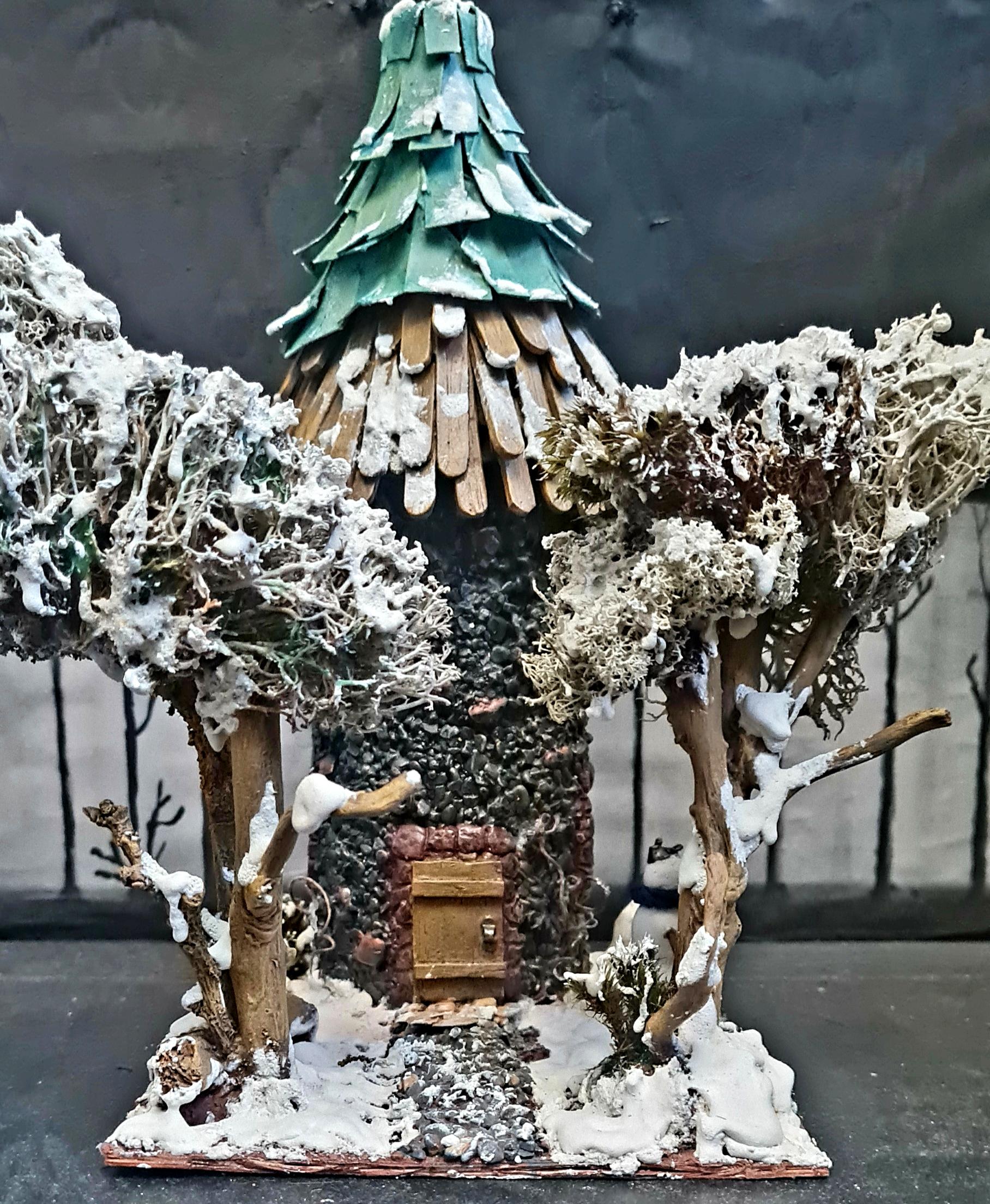 Astrologer, Buildings, Christmas Decoration, Christmas Ornaments, Do-it-yourself, Gift, House, New Year, Pebbles, Scratch Build, Snow, Terrain, Tower, Trees, Wooden