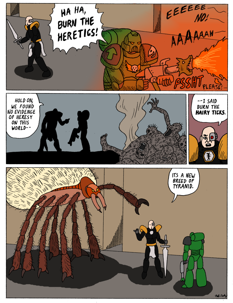 Cartoon, Humor, Salamanders, Tyranids