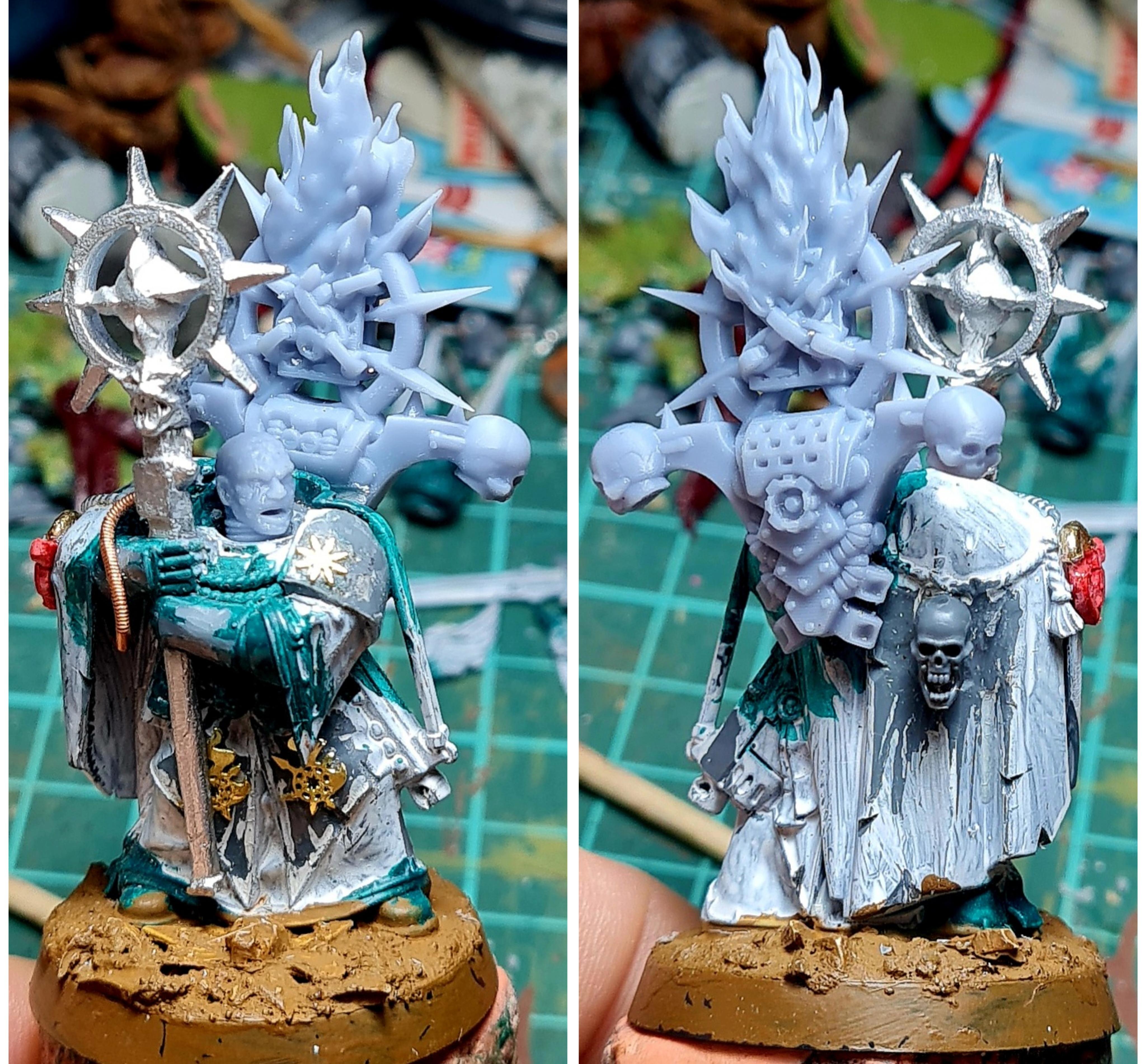 3d, Chaos, Chaos Space Marines, Conversion, Dark Angels Company Master, Dark Vengeance, Eavy Metal, Force Staff, Heresy, Heretic Astartes, Infantry, Kitbash, Rebuild, Sorcerer, Traitor Legions, Warhammer 40,000, Word Bearers, Work In Progress