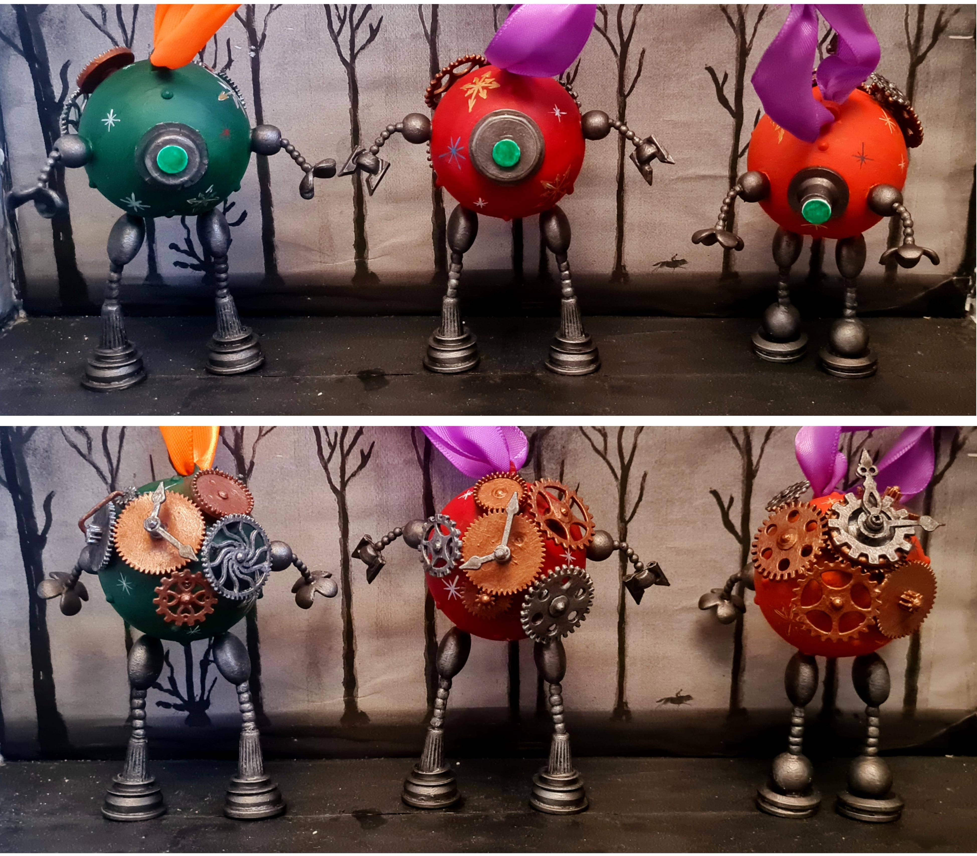 Beads, Bots, Buttons, Christmas Decoration, Christmas Ornaments, Clockwork, Do-it-yourself, Gears, Gift, Modron, New Year, Robot, Scratch Build