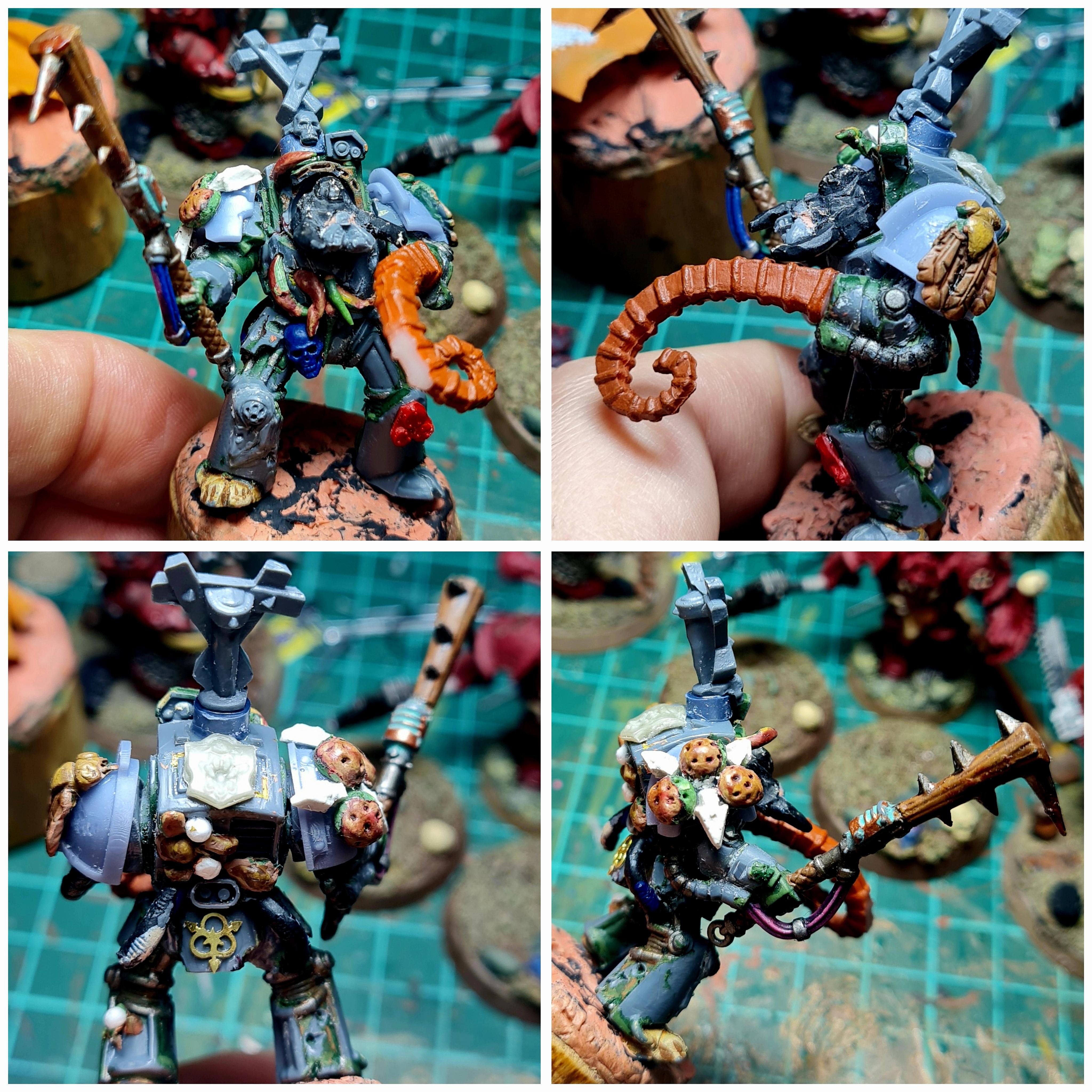 Chaos, Chaos Space Marines, Collage, Conversion, Death Guard, Heresy, Heretic Astartes, Infantry, Kitbash, Plague Marines, Rebuild, Tentacle, Terminator Armor, Traitor Legions, Warhammer 40,000, Work In Progress