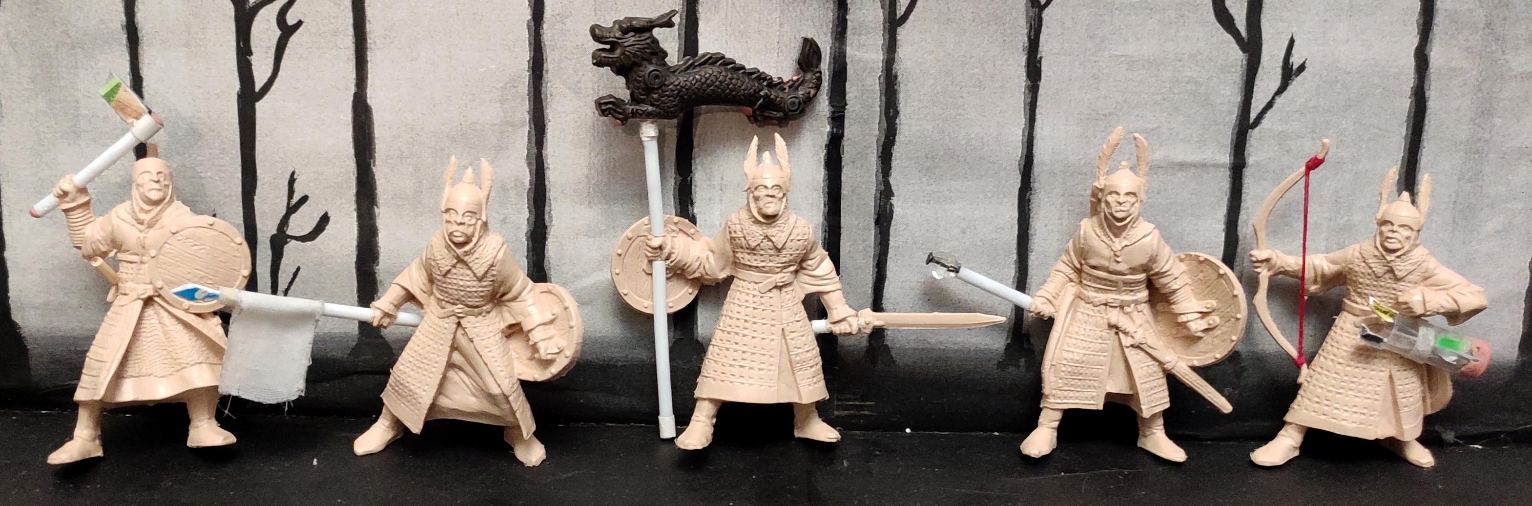 Axe, Banner, Bow, Conversion, Fantasy Battles, From Russia, Hun, Infantry, Mace, Spear, Squad, Technolog, Tehnolog, Warriors, Work In Progress