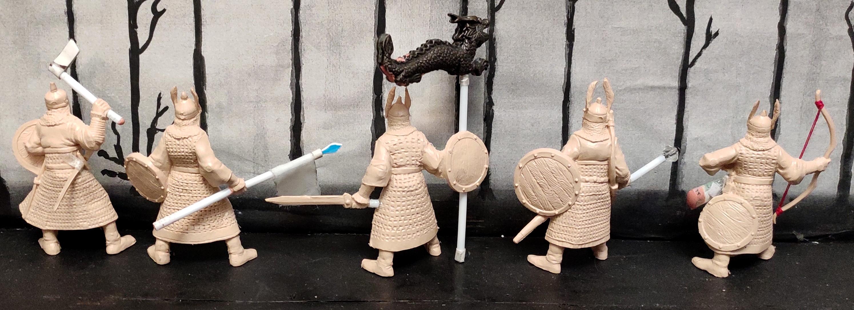 Axe, Banner, Bow, Conversion, Fantasy Battles, From Russia, Hun, Infantry, Mace, Spear, Squad, Technolog, Tehnolog, Warriors, Work In Progress