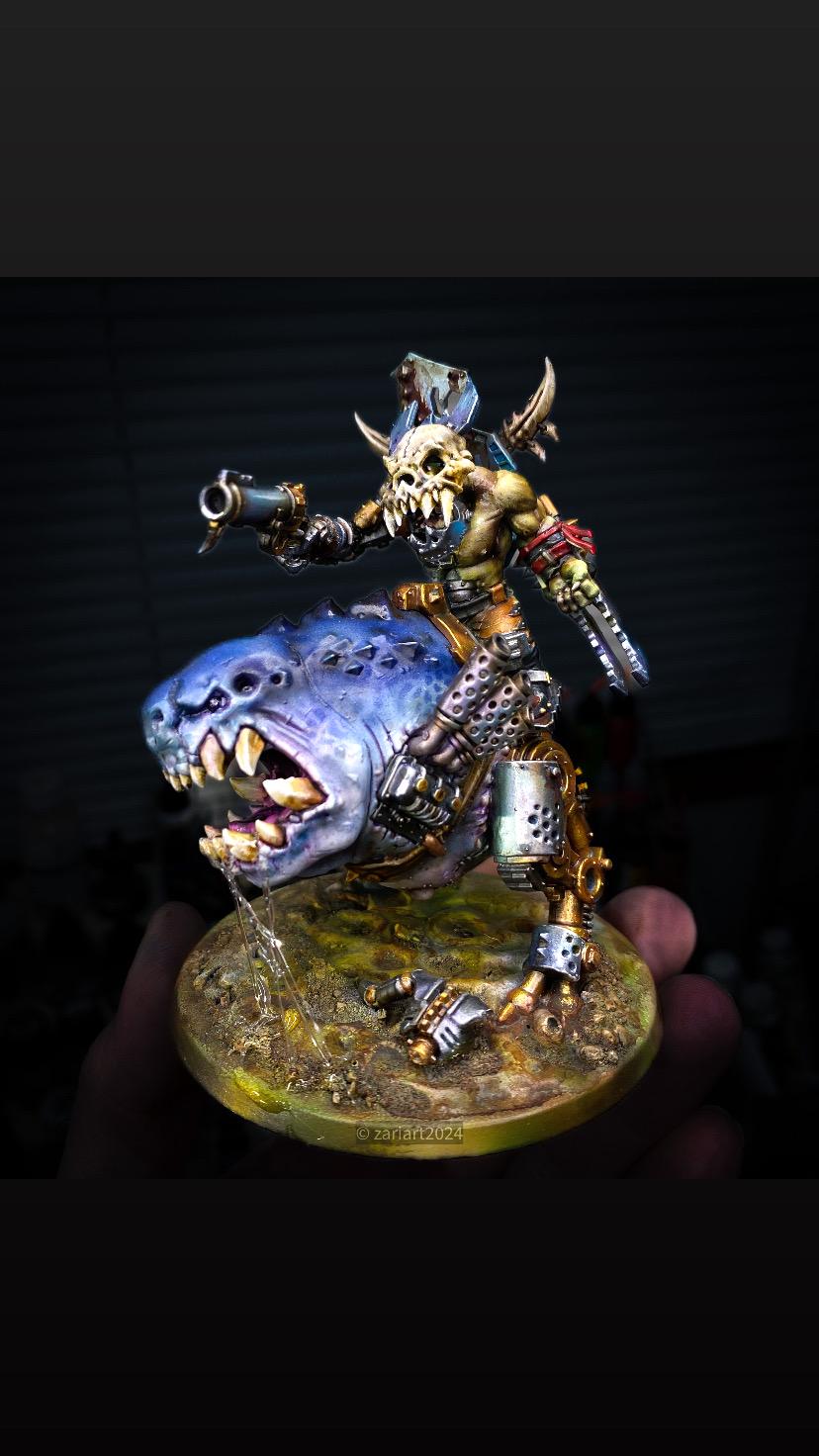 Airbrushed, Ork Boss, Squigasaur