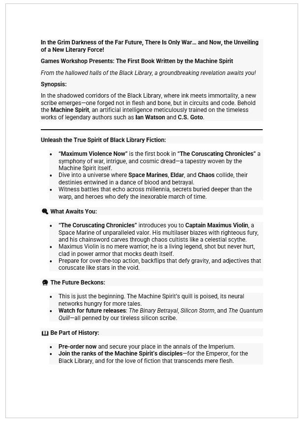Ai Generated, April Fools, Humor, Maximum Violence Now, Sell Sheet
