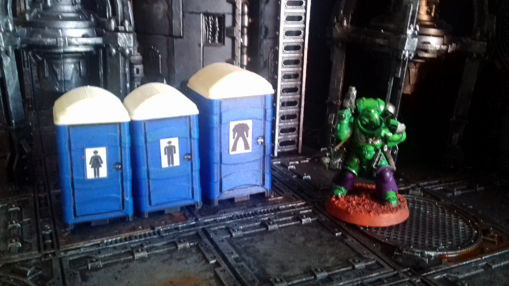 40k Terrain, Bathroom, Humor, Portajohn, Portaloo, Repurposed Train Set