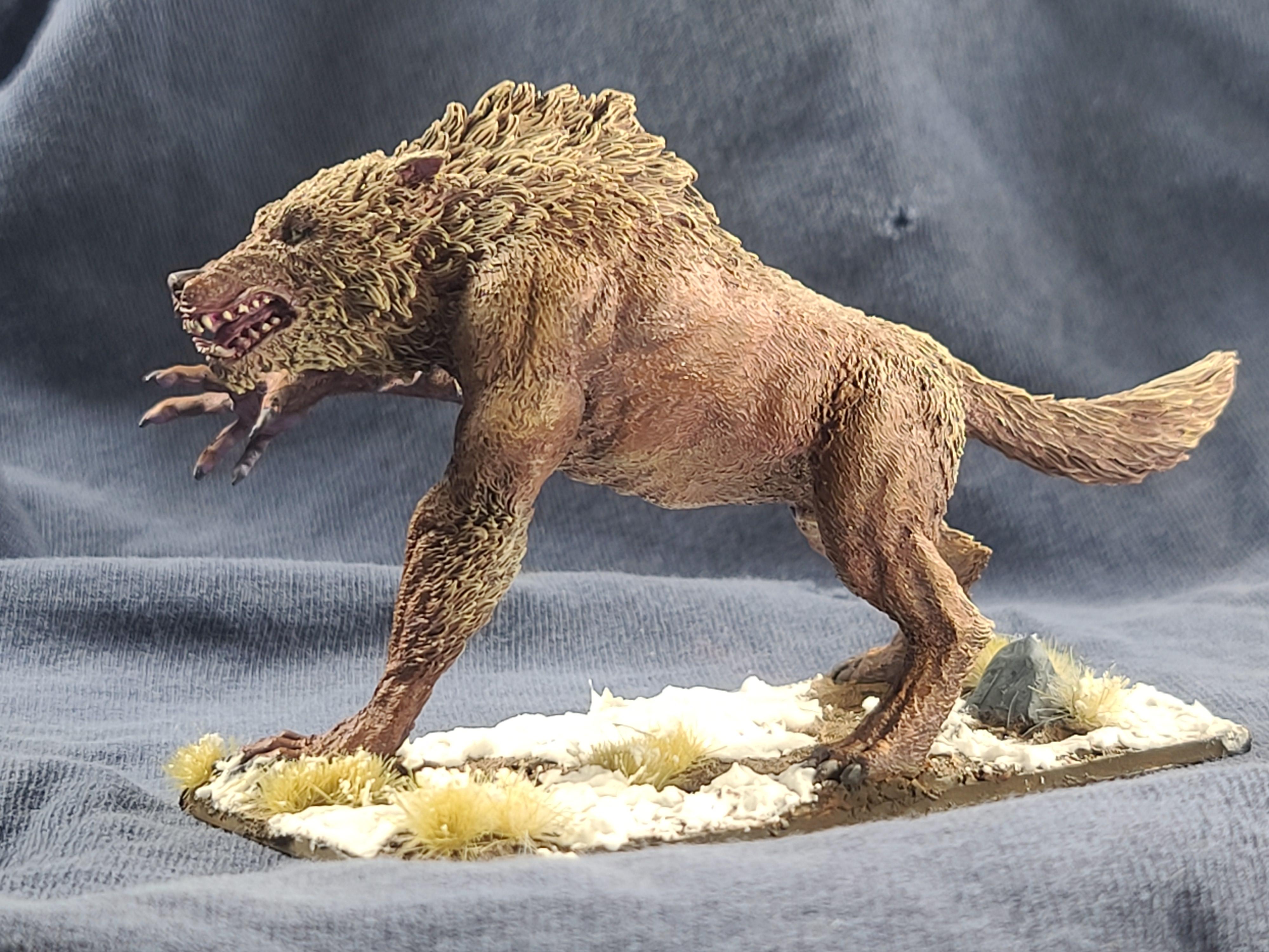 50x100 Base, Anatomically Correct, Anglcynn, Cnebba, Darklands, Drybrush Painting, Maegenwulf, Mierce Miniatures, Monster, Werewolf
