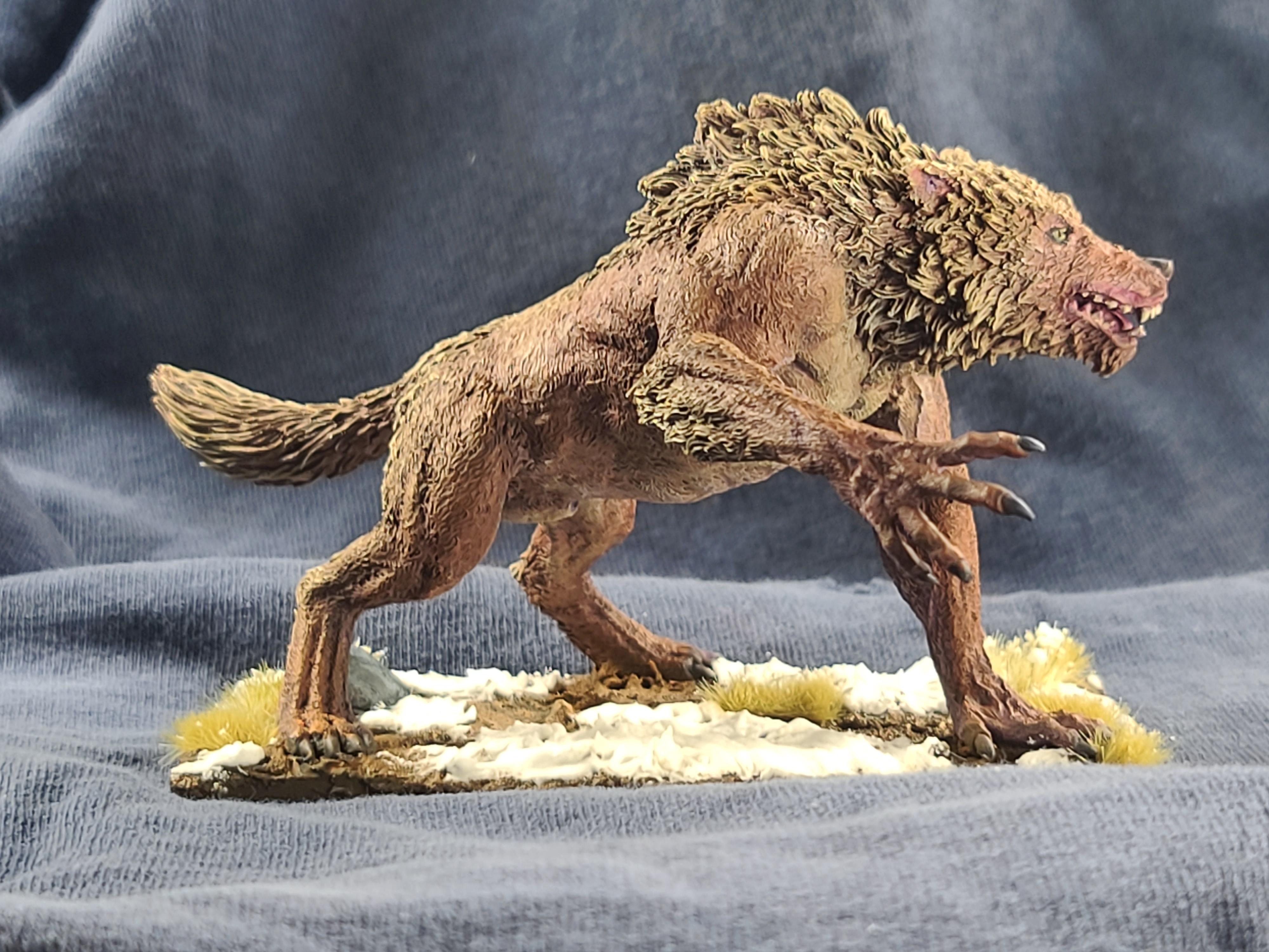 50x100 Base, Anatomically Correct, Anglcynn, Cnebba, Darklands, Drybrush Painting, Maegenwulf, Mierce Miniatures, Monster, Werewolf