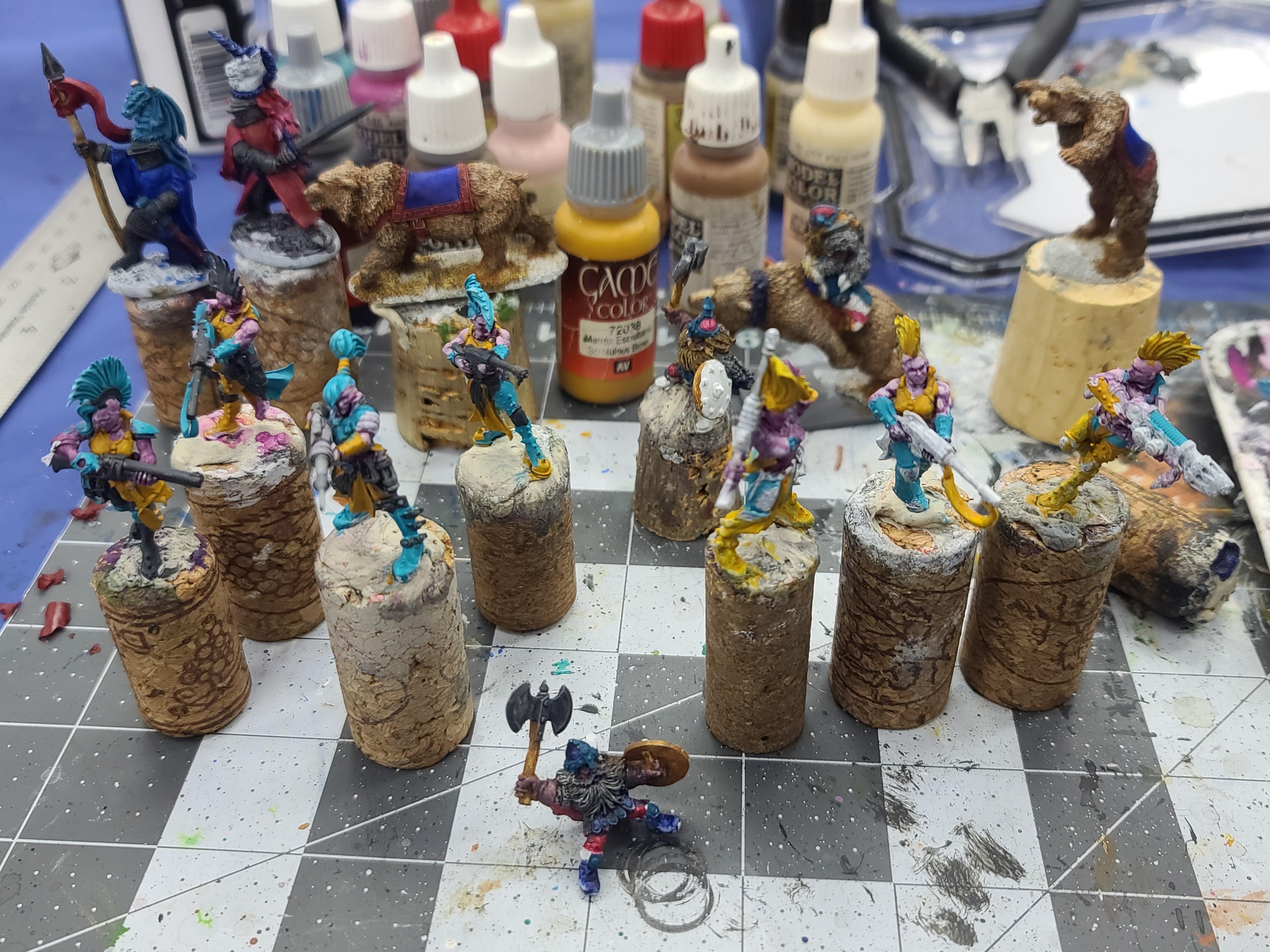 Bear Cavalry, Dwarves, Escher, Games Workshop, Knights, Necromunda, Reaper Miniatures
