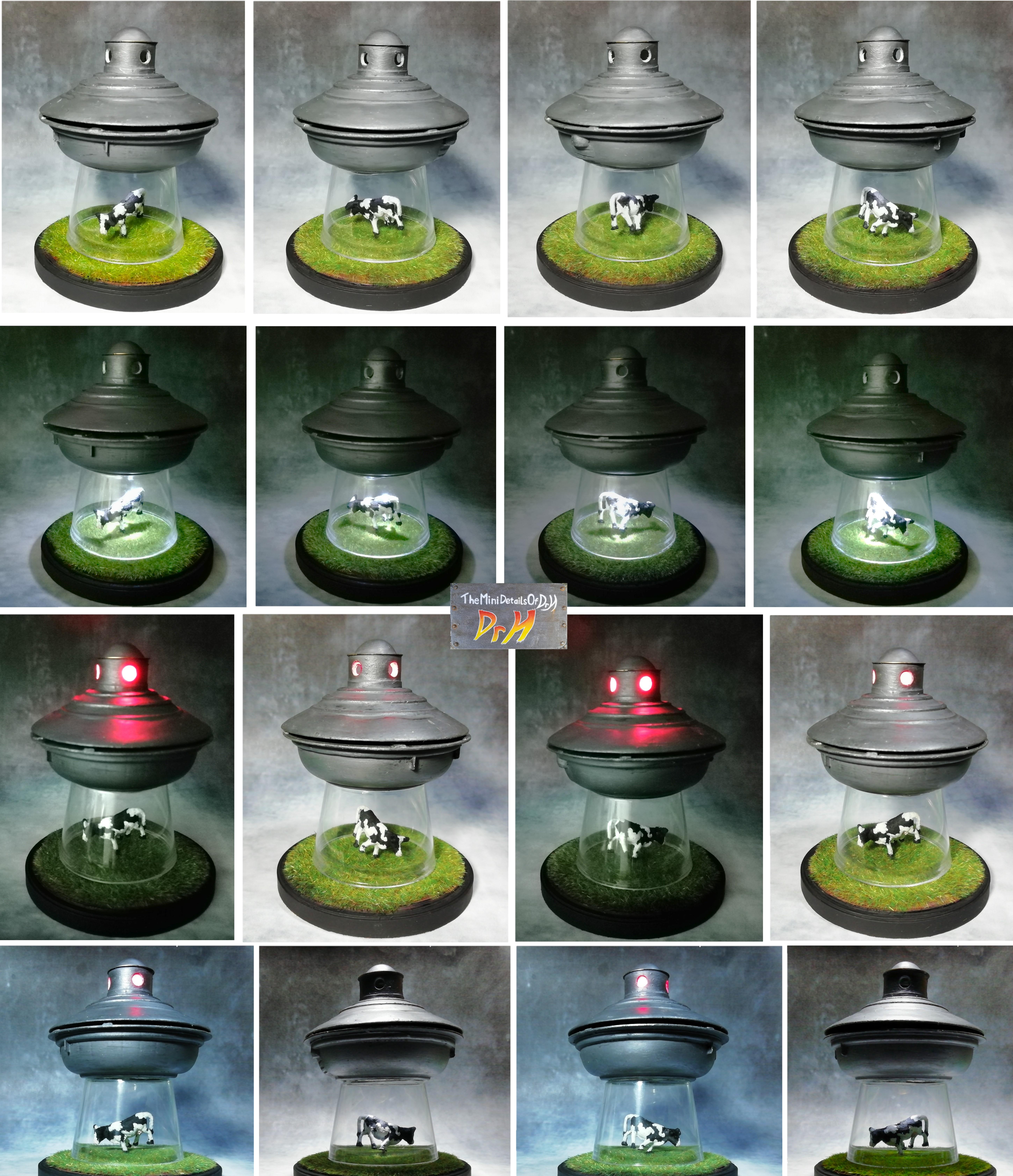 Cow, Flying Saucer, LED, Ufo