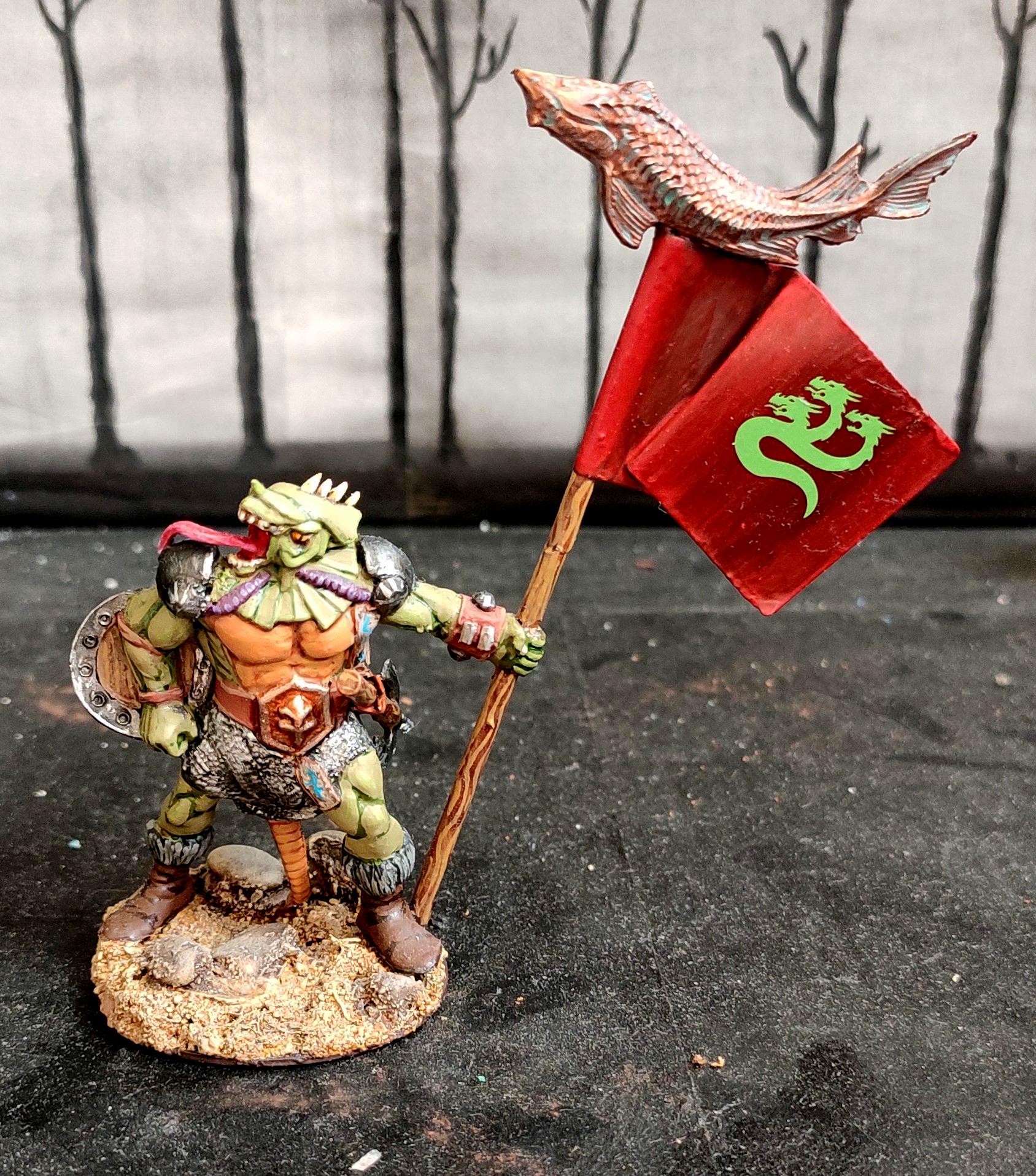 Banner, Conversion, Fantasy Battles, From Russia, Hydra, Infantry, Lizard, Lizardmen, Shield, Squad, Technolog, Tehnolog, Warriors