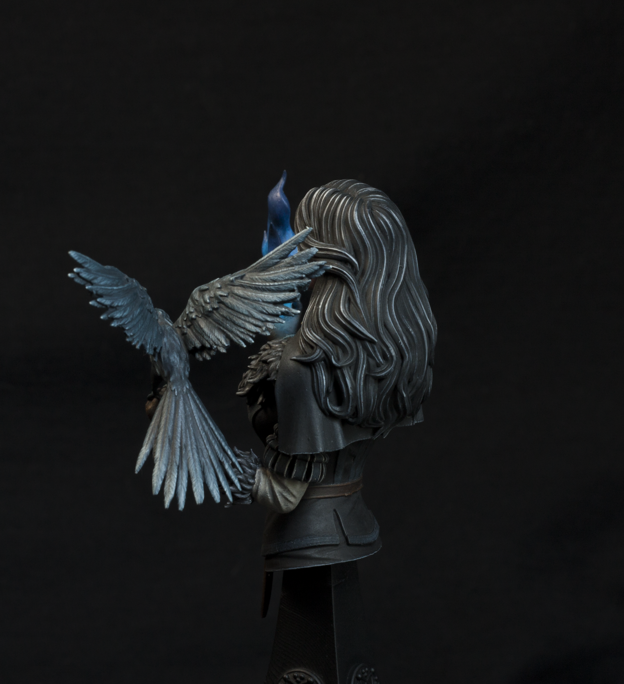 Black, Bust, Flames, Mage, Object Source Lighting, Raven, Sorcerer, Witcher, Woman, Yennefer